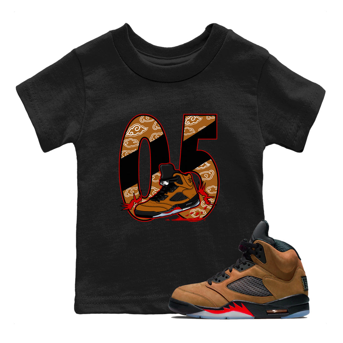 Aggressive Dribble SNRT Sneaker Tees Kids - Air Jordan 5 Archaeo Brown