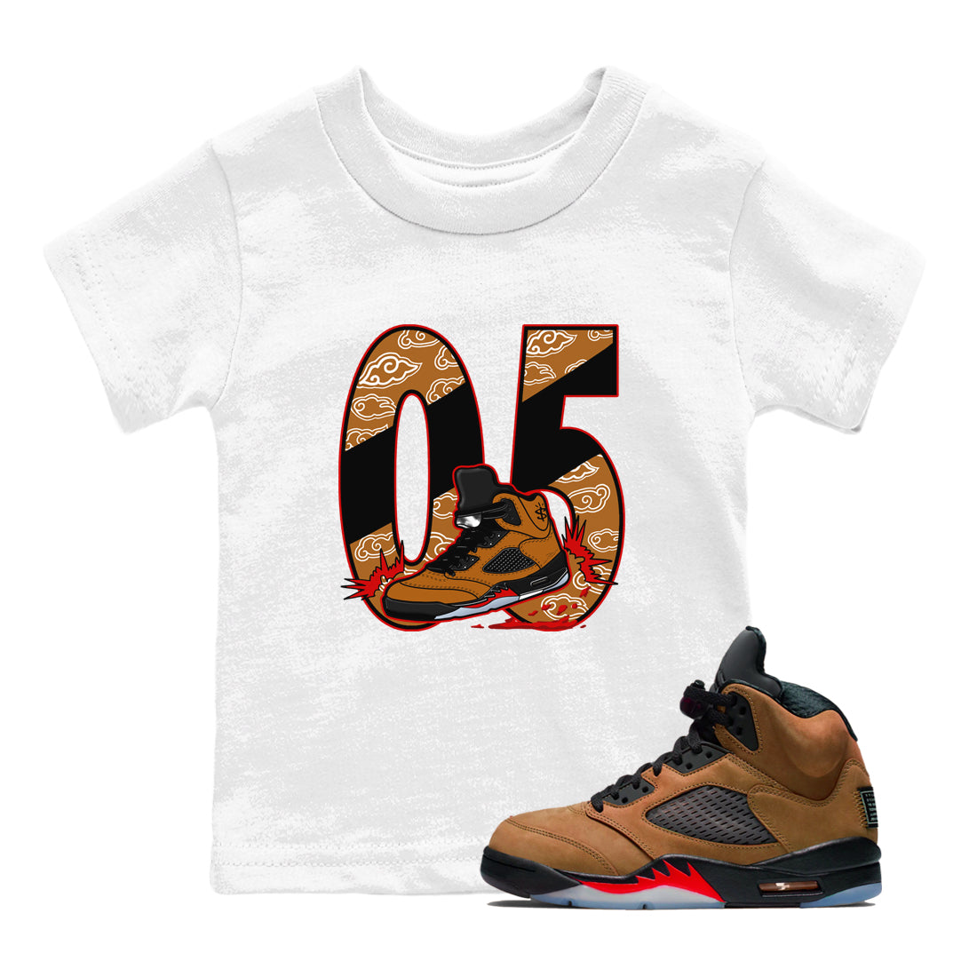 Aggressive Dribble SNRT Sneaker Tees Kids - Air Jordan 5 Archaeo Brown