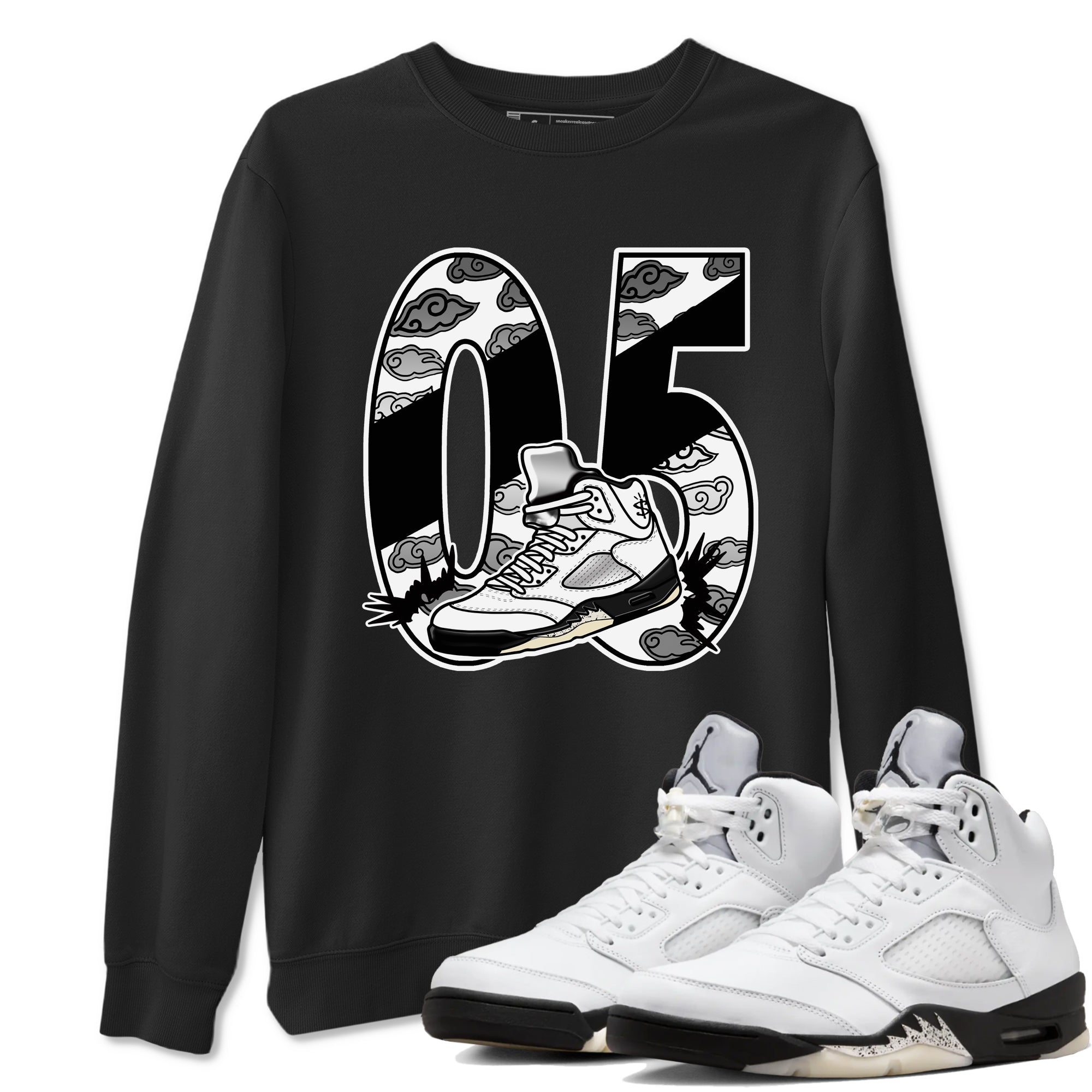 Aggressive Dribble snkmatch Tees - Air Jordan 5 White Black