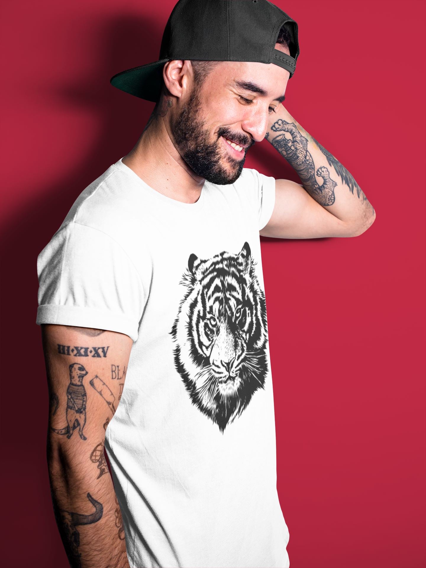 Tiger Unisex Tops - Air Jordan 1 Black White