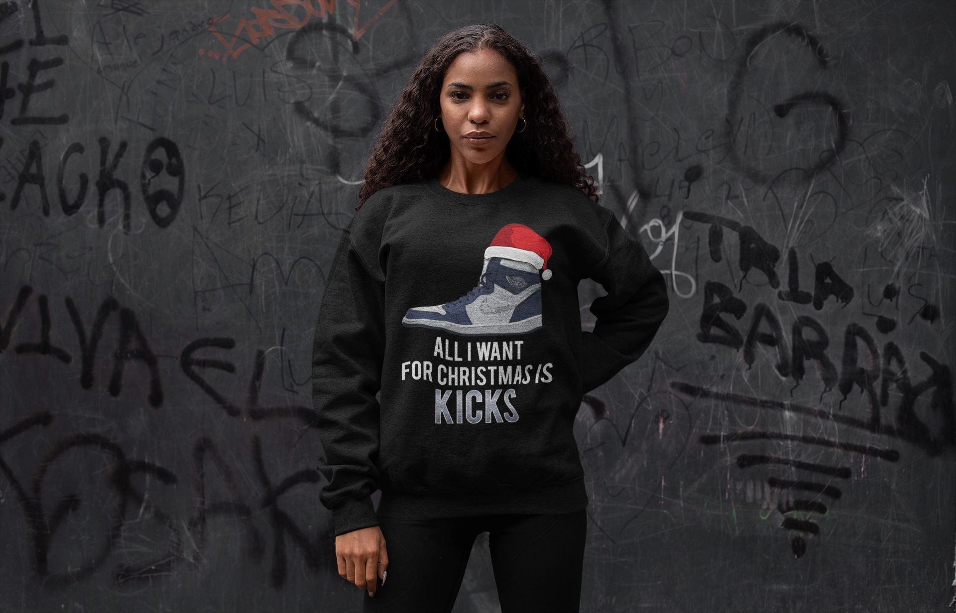 All I Want For Christmas Is Kicks Unisex Tops - Air Jordan 1 Midnight Navy