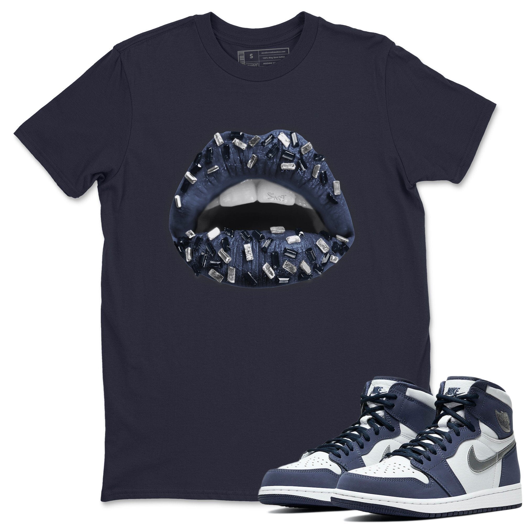 Lips Jewel Unisex Tops - Air Jordan 1 Midnight Navy