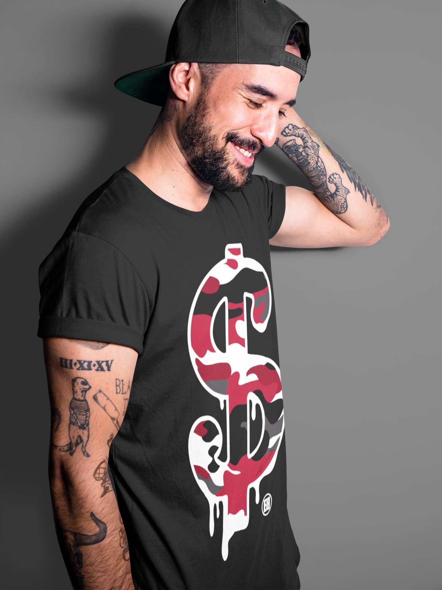 Dollar Camo Unisex Tops - Air Jordan 1 Satin Red