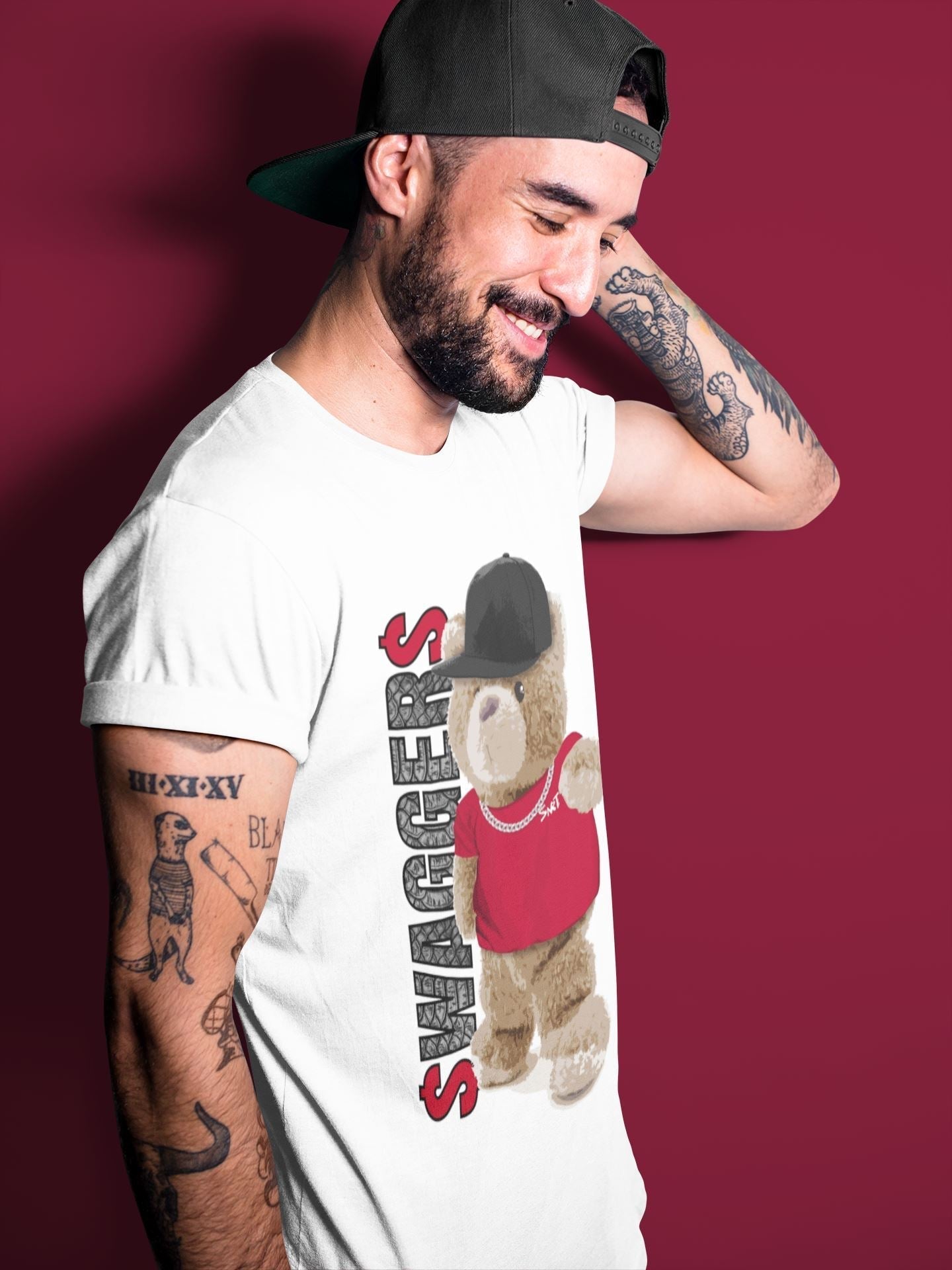 Bear Swaggers Unisex Tops - Air Jordan 1 Satin Red