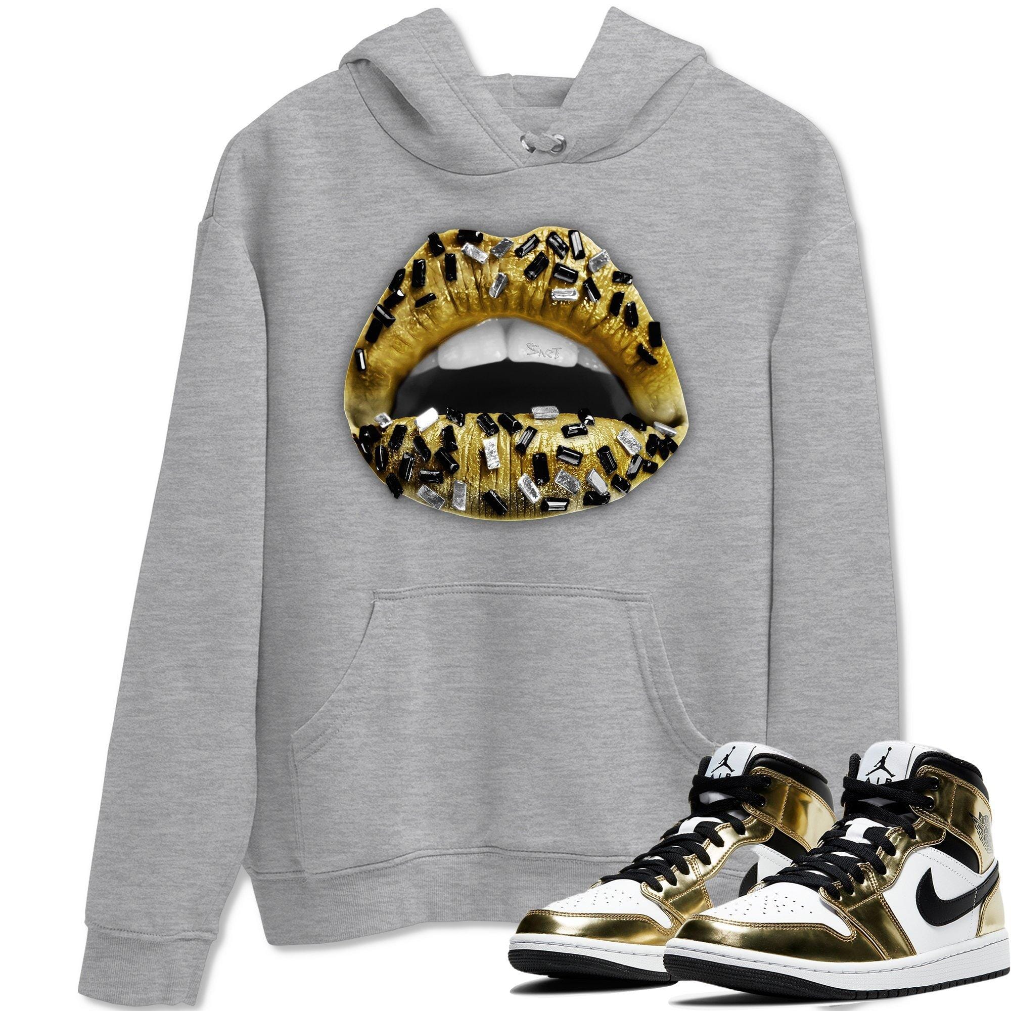 Lips Jewel Unisex Tops - Air Jordan 1 Metallic Gold
