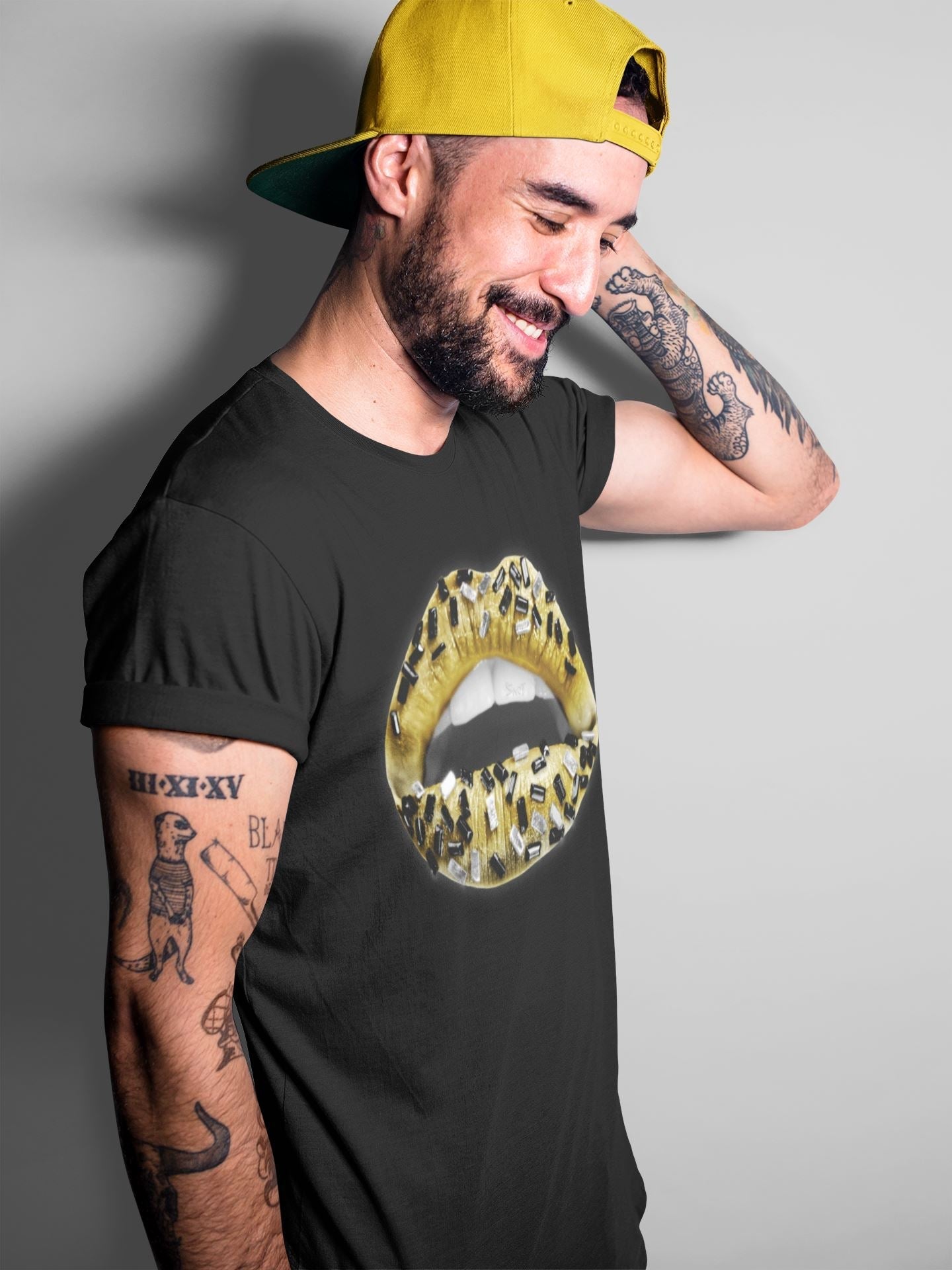 Lips Jewel Unisex Tops - Air Jordan 1 Metallic Gold