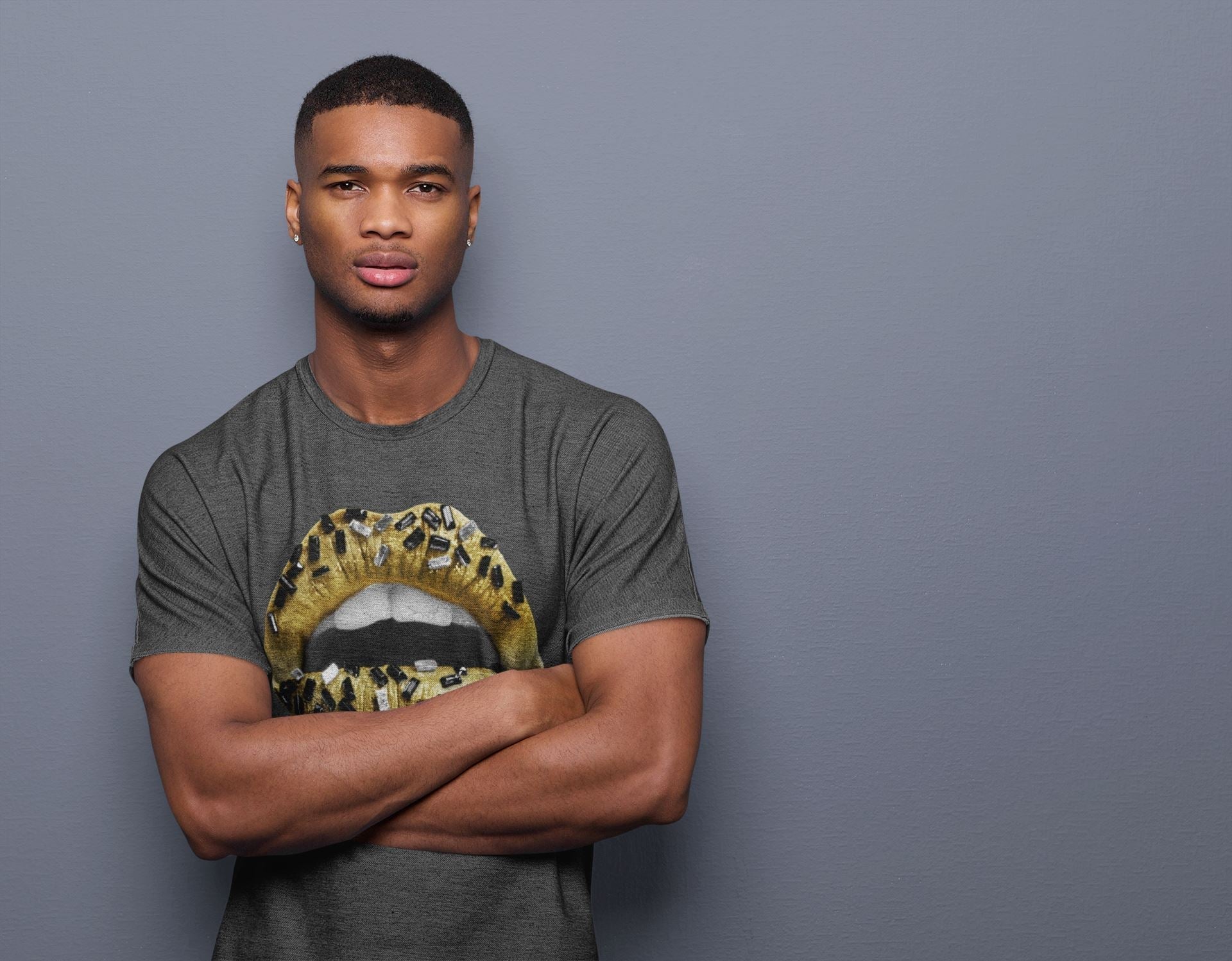 Lips Jewel Unisex Tops - Air Jordan 1 Metallic Gold