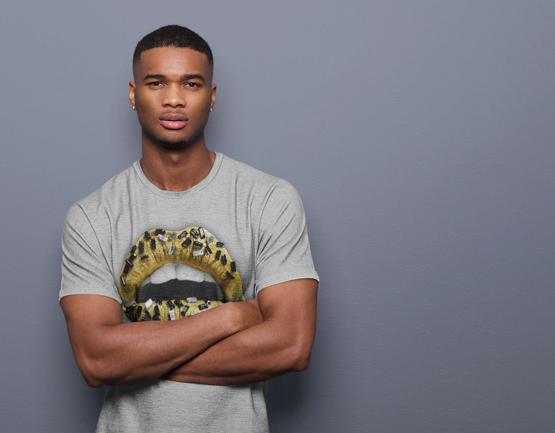 Lips Jewel Unisex Tops - Air Jordan 1 Metallic Gold