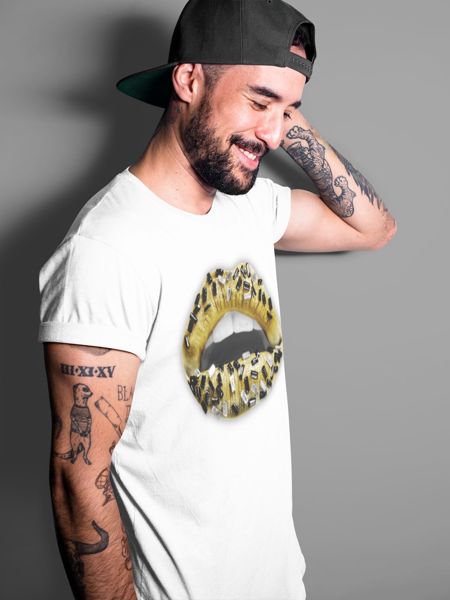 Lips Jewel Unisex Tops - Air Jordan 1 Metallic Gold