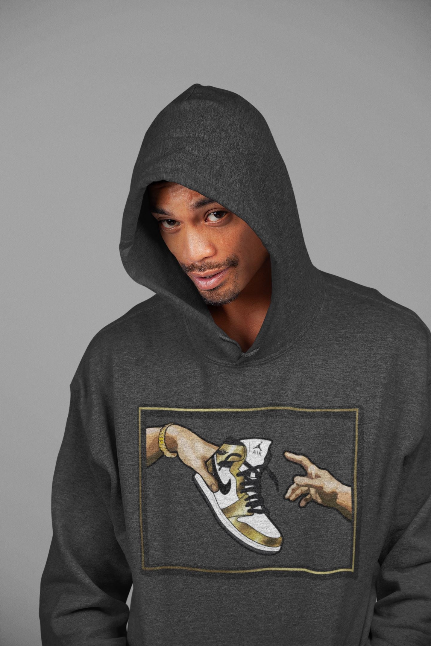 Adam's Creation Unisex Tops - Air Jordan 1 Metallic Gold