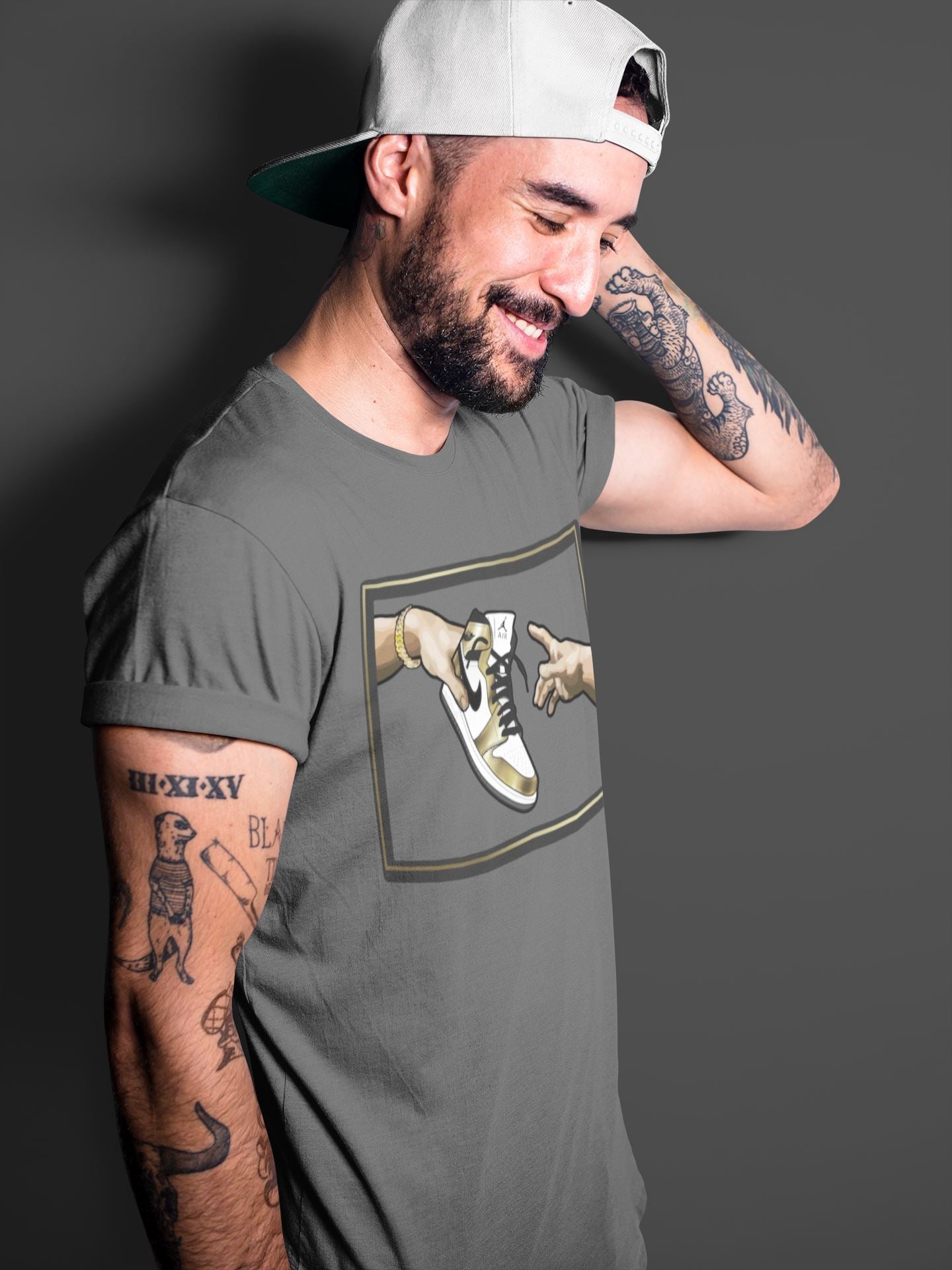 Adam's Creation Unisex Tops - Air Jordan 1 Metallic Gold