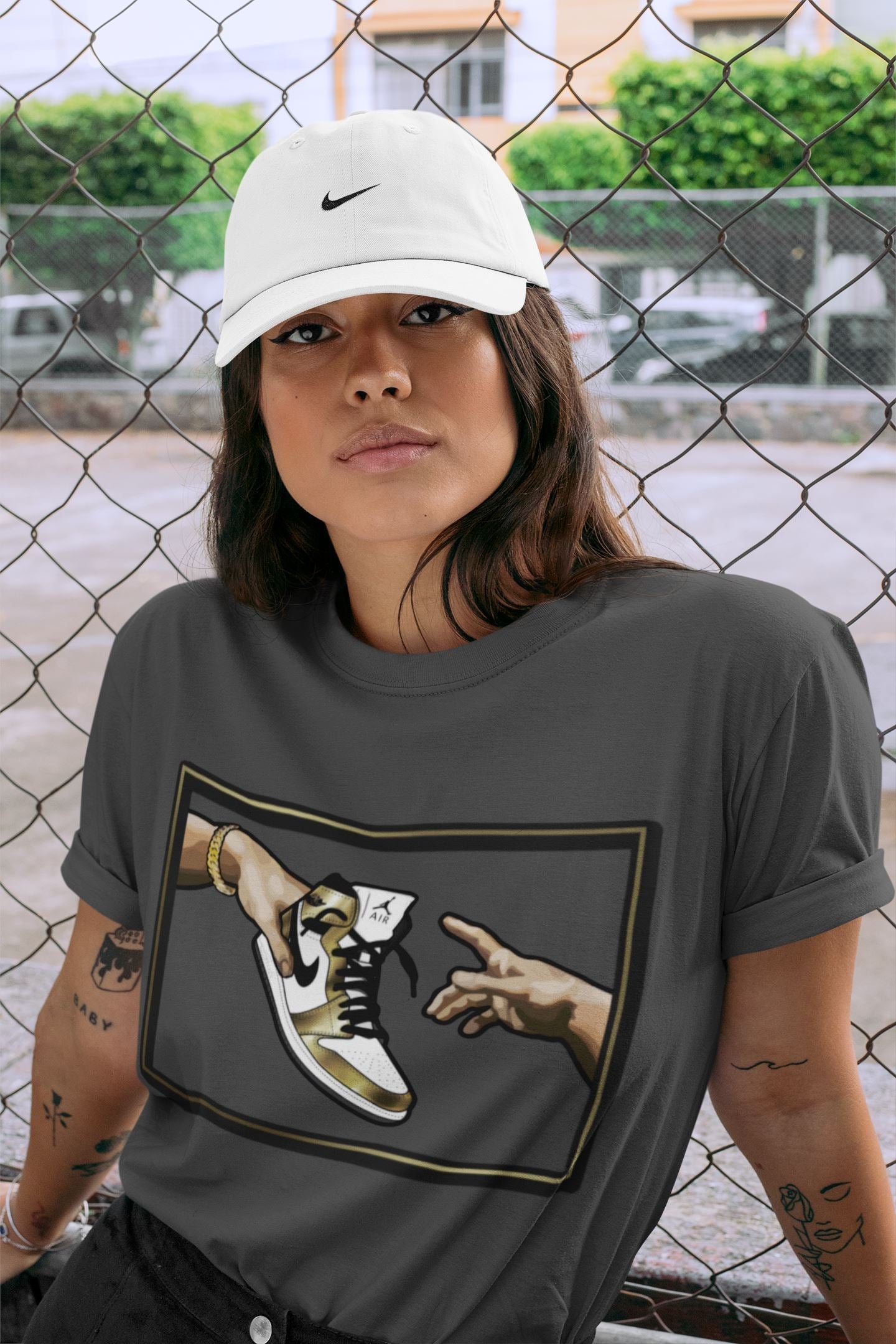 Adam's Creation Unisex Tops - Air Jordan 1 Metallic Gold