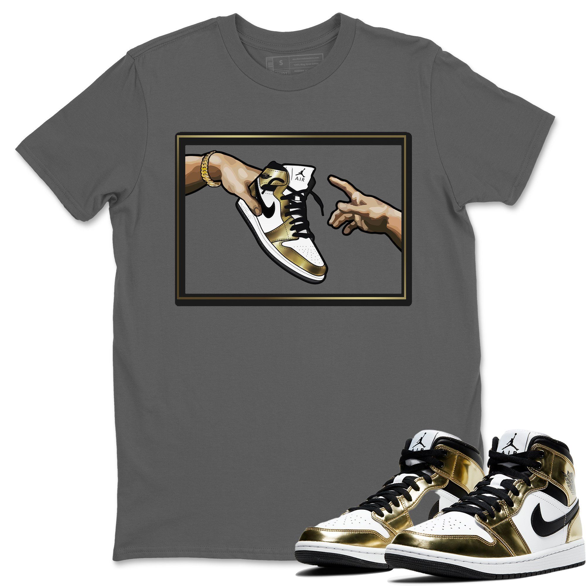 Adam's Creation Unisex Tops - Air Jordan 1 Metallic Gold