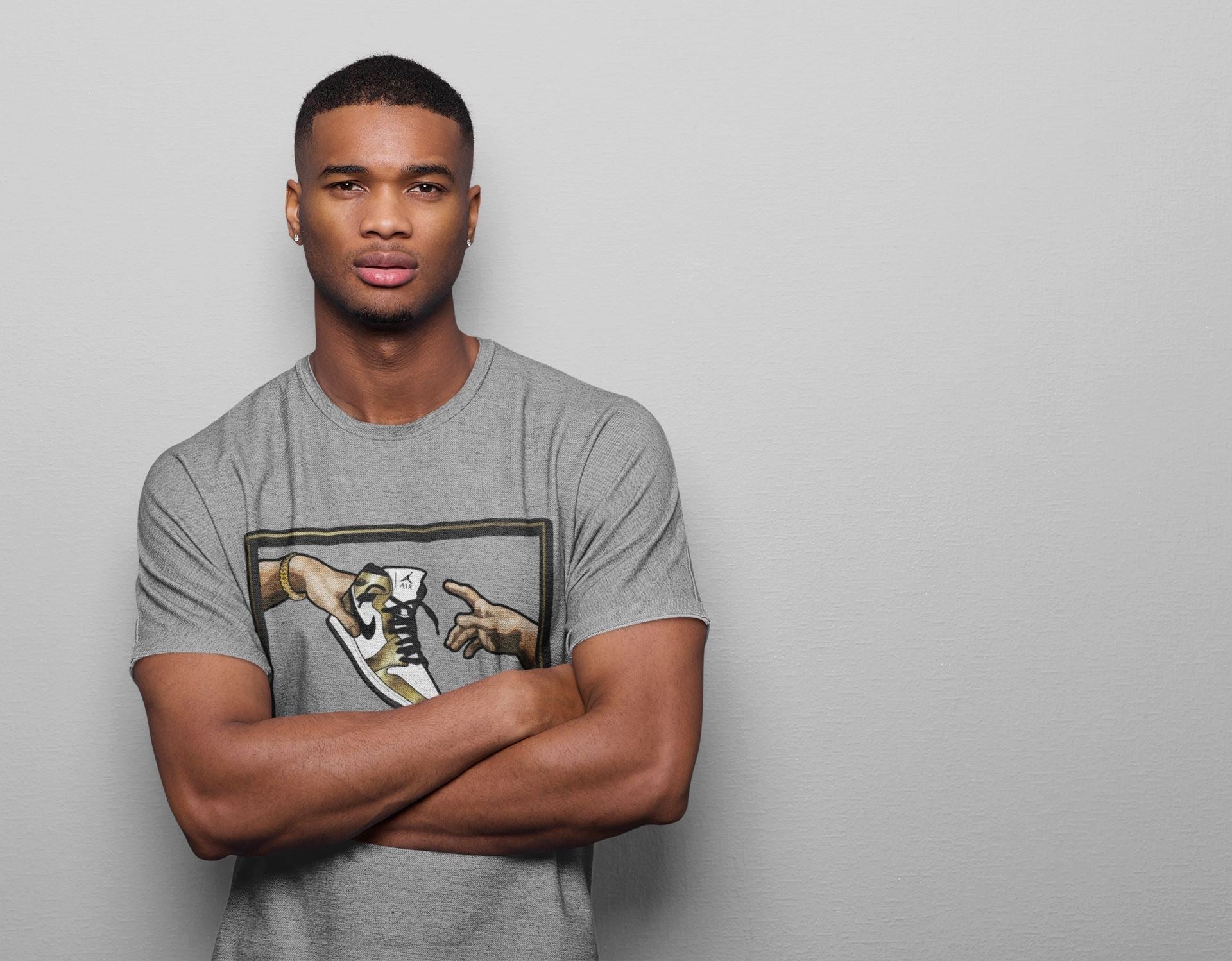 Adam's Creation Unisex Tops - Air Jordan 1 Metallic Gold