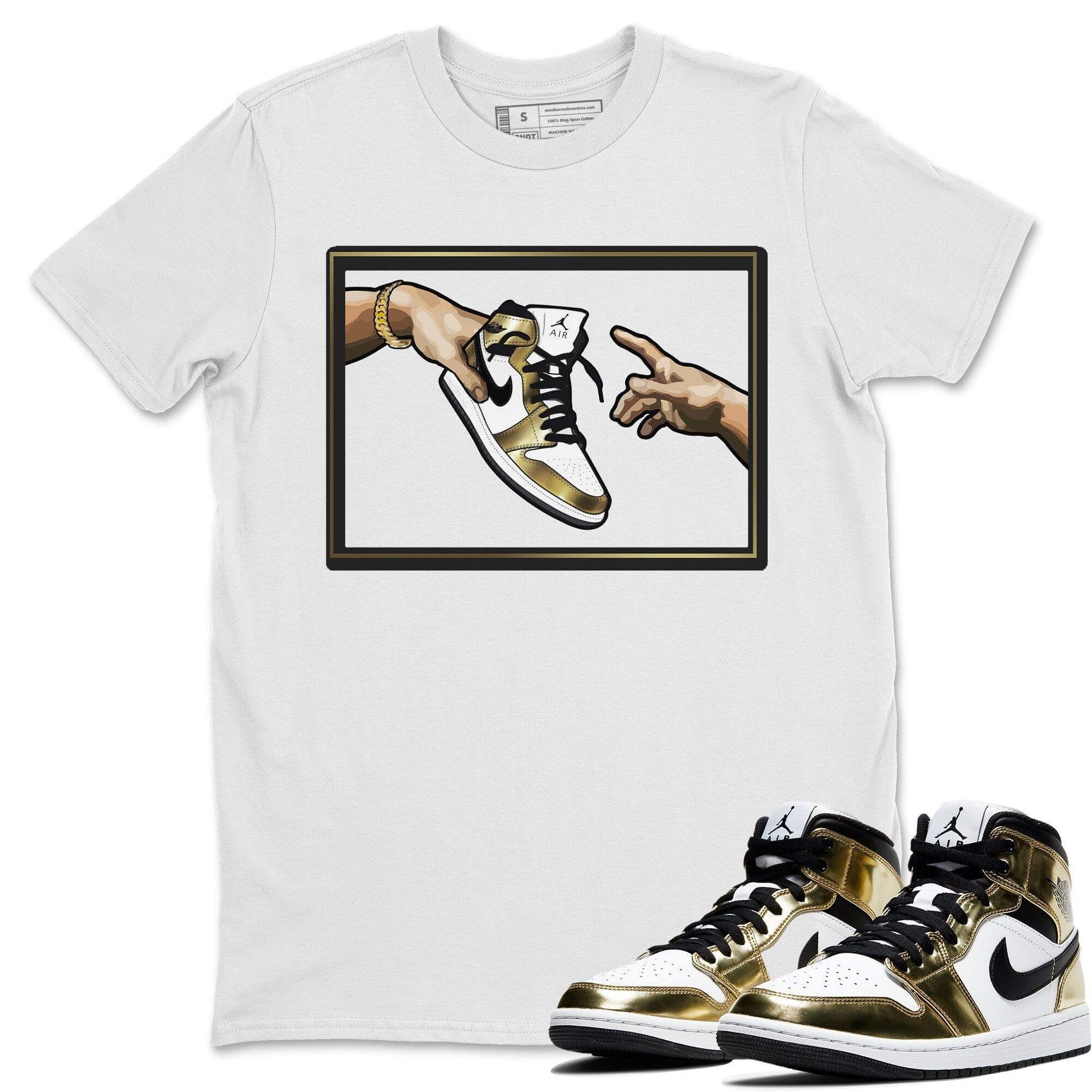 Adam's Creation Unisex Tops - Air Jordan 1 Metallic Gold
