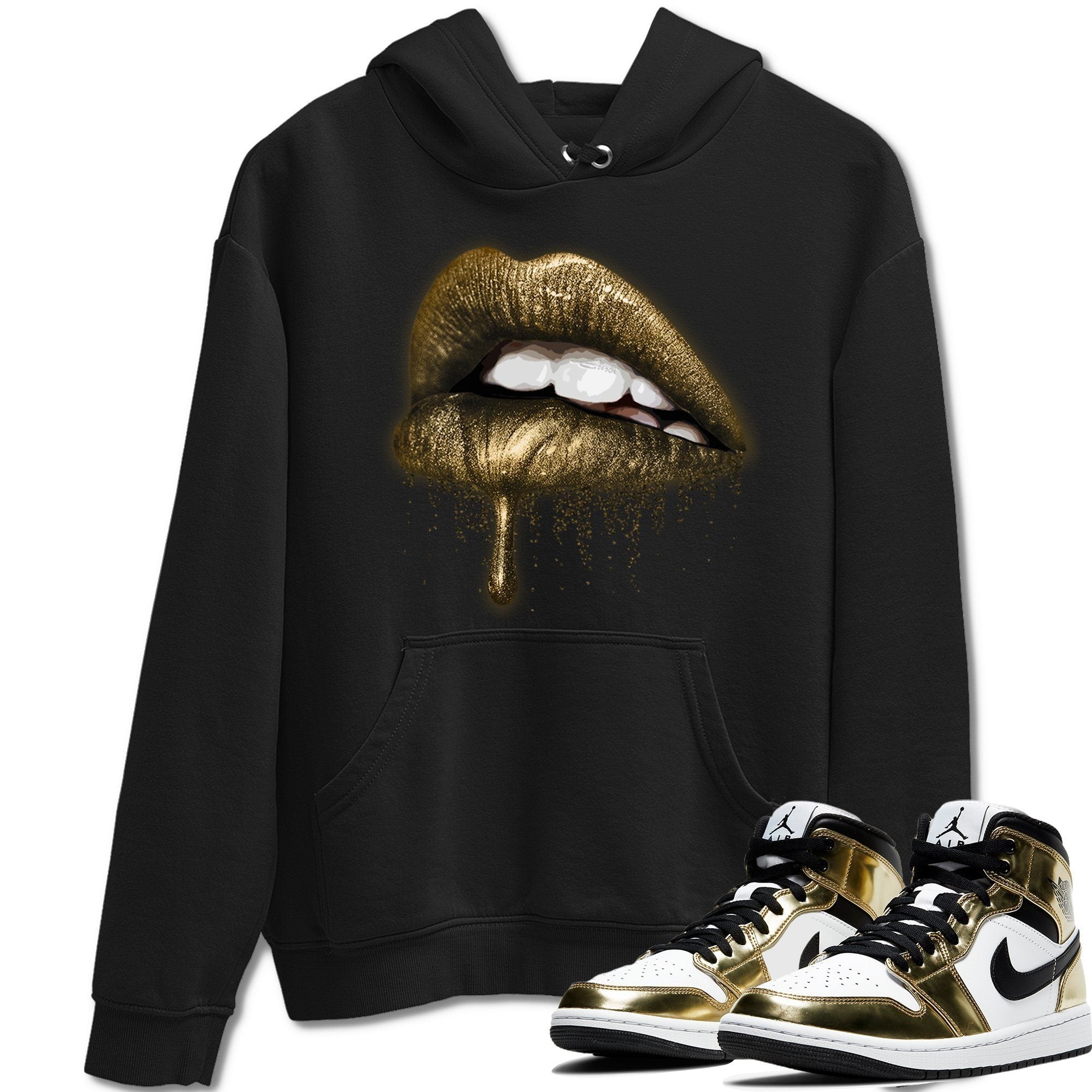 Dripping Lips Unisex Tops - Air Jordan 1 Metallic Gold