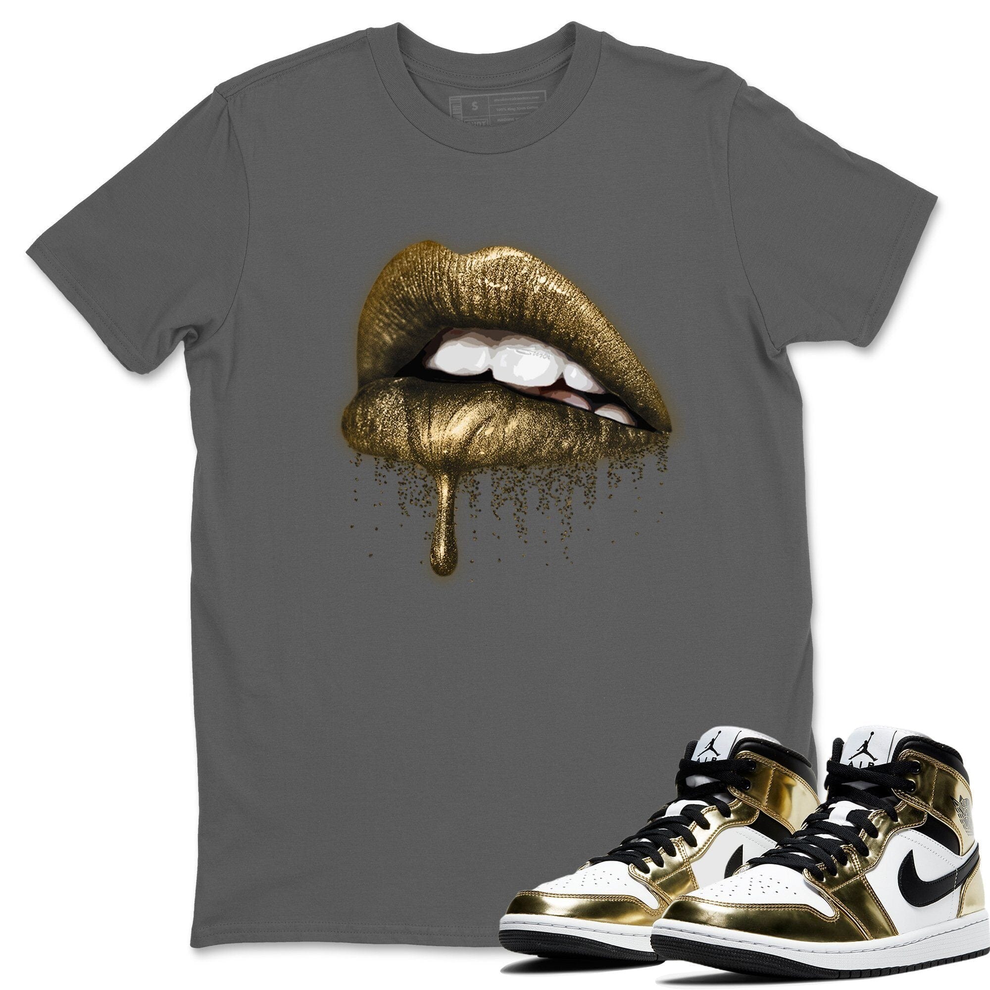 Dripping Lips Unisex Tops - Air Jordan 1 Metallic Gold