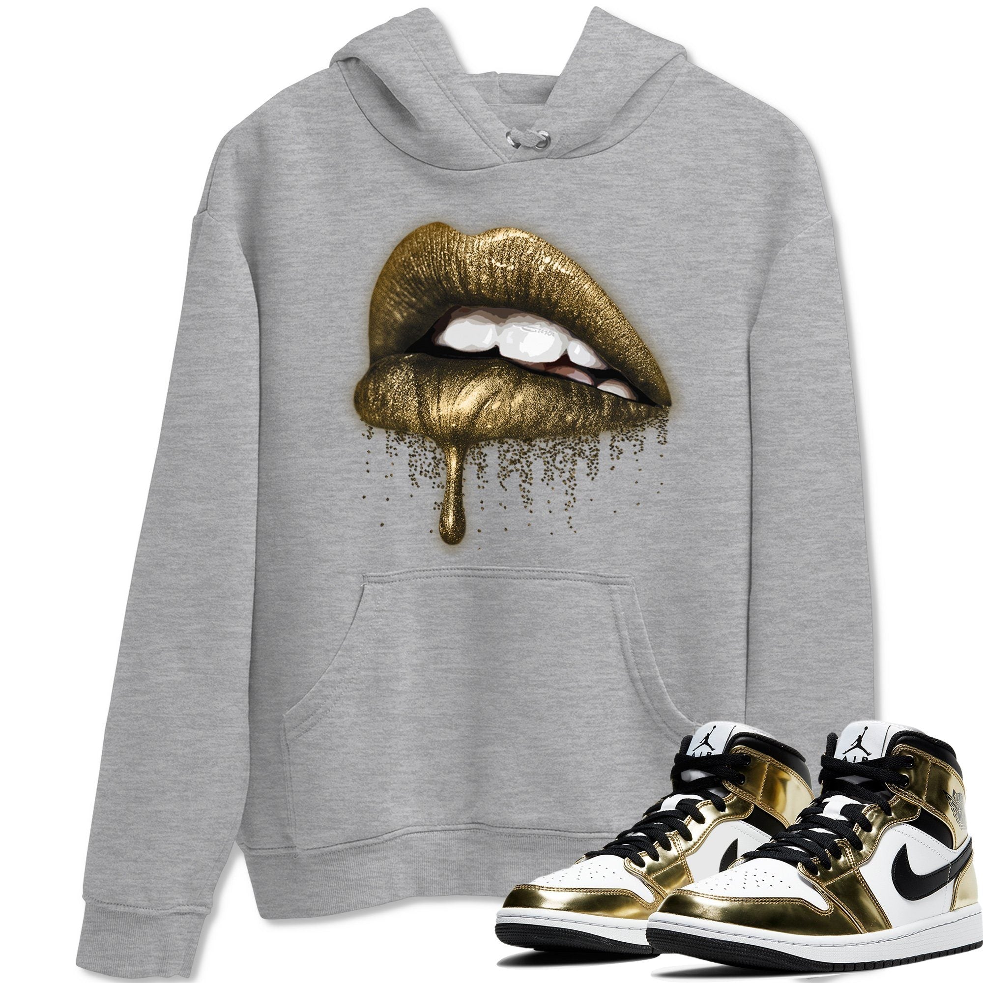 Dripping Lips Unisex Tops - Air Jordan 1 Metallic Gold