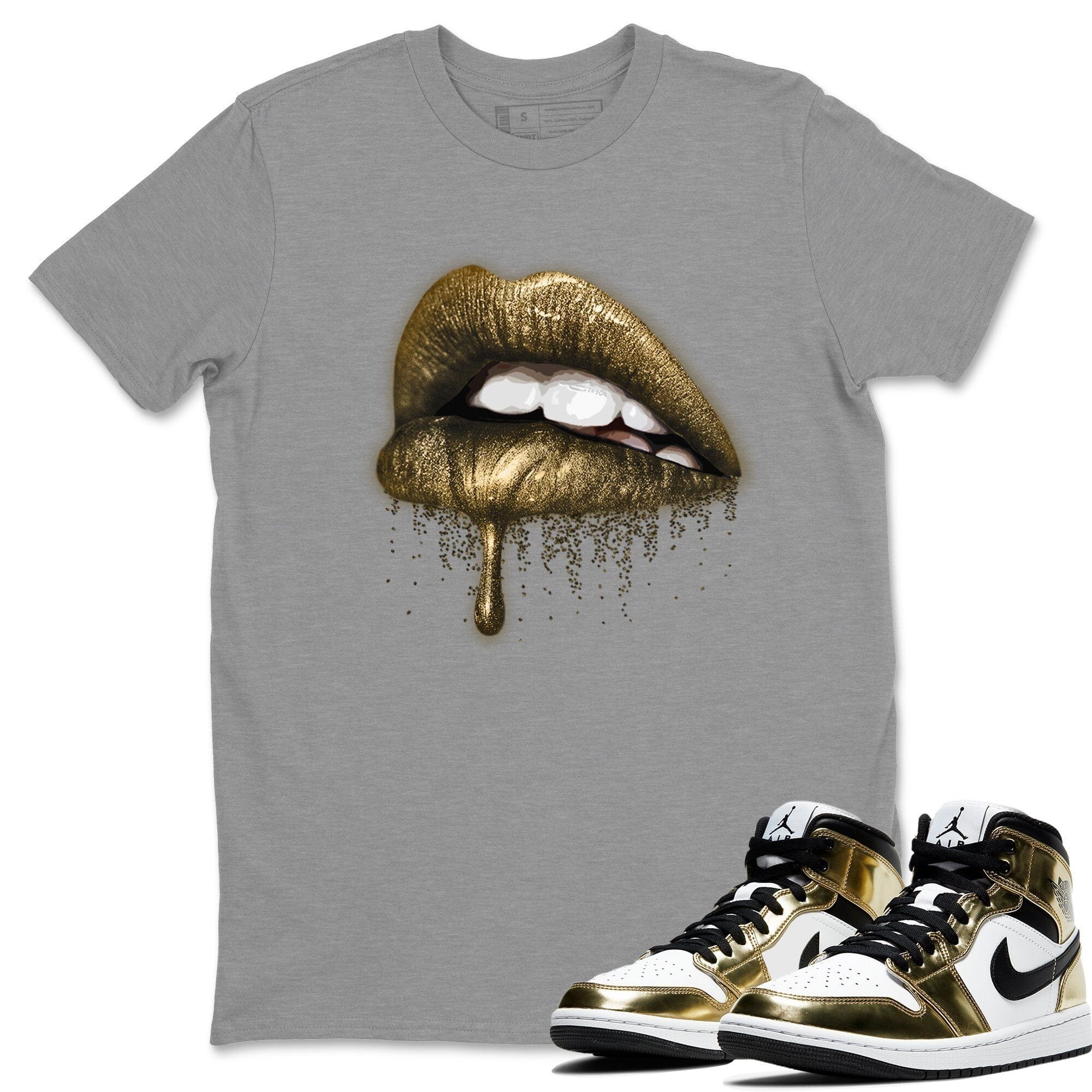 Dripping Lips Unisex Tops - Air Jordan 1 Metallic Gold