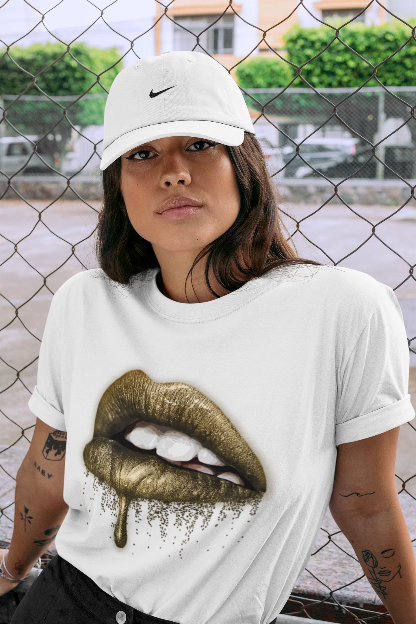 Dripping Lips Unisex Tops - Air Jordan 1 Metallic Gold