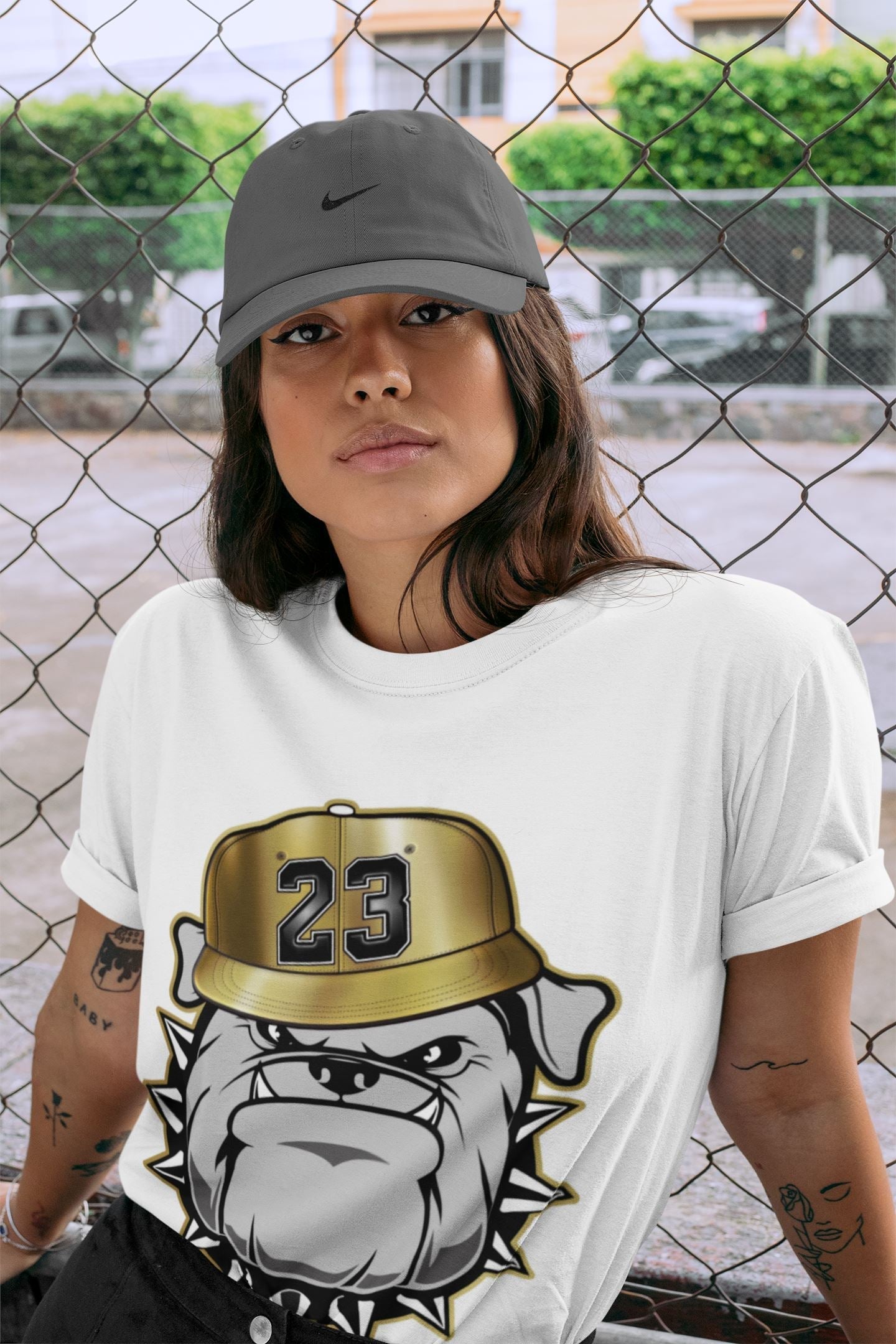 English Bulldog Unisex Tops - Air Jordan 1 Metallic Gold