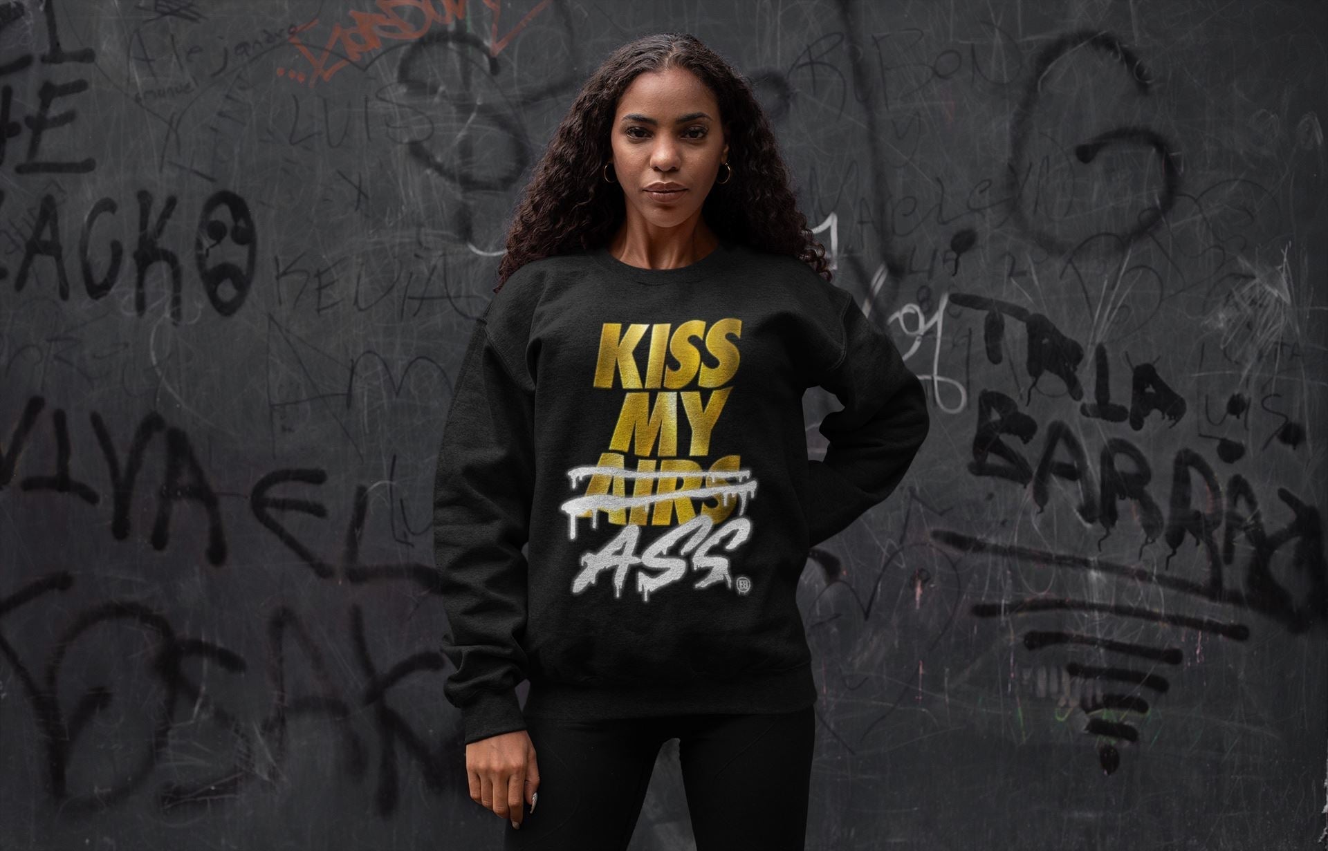 Kiss My Ass Unisex Tops - Air Jordan 1 Metallic Gold