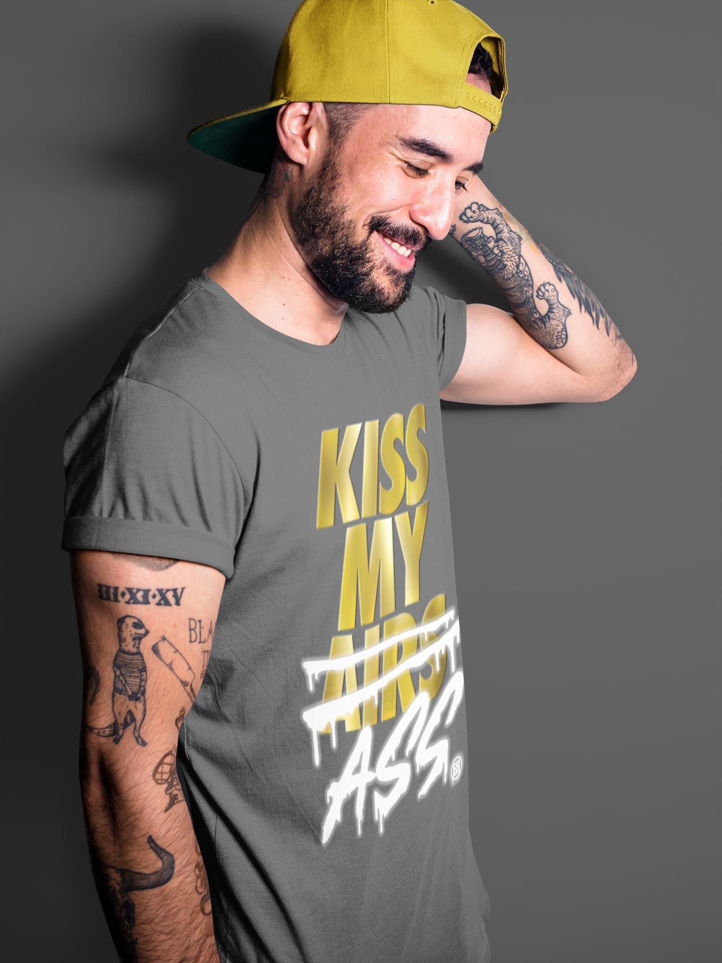 Kiss My Ass Unisex Tops - Air Jordan 1 Metallic Gold