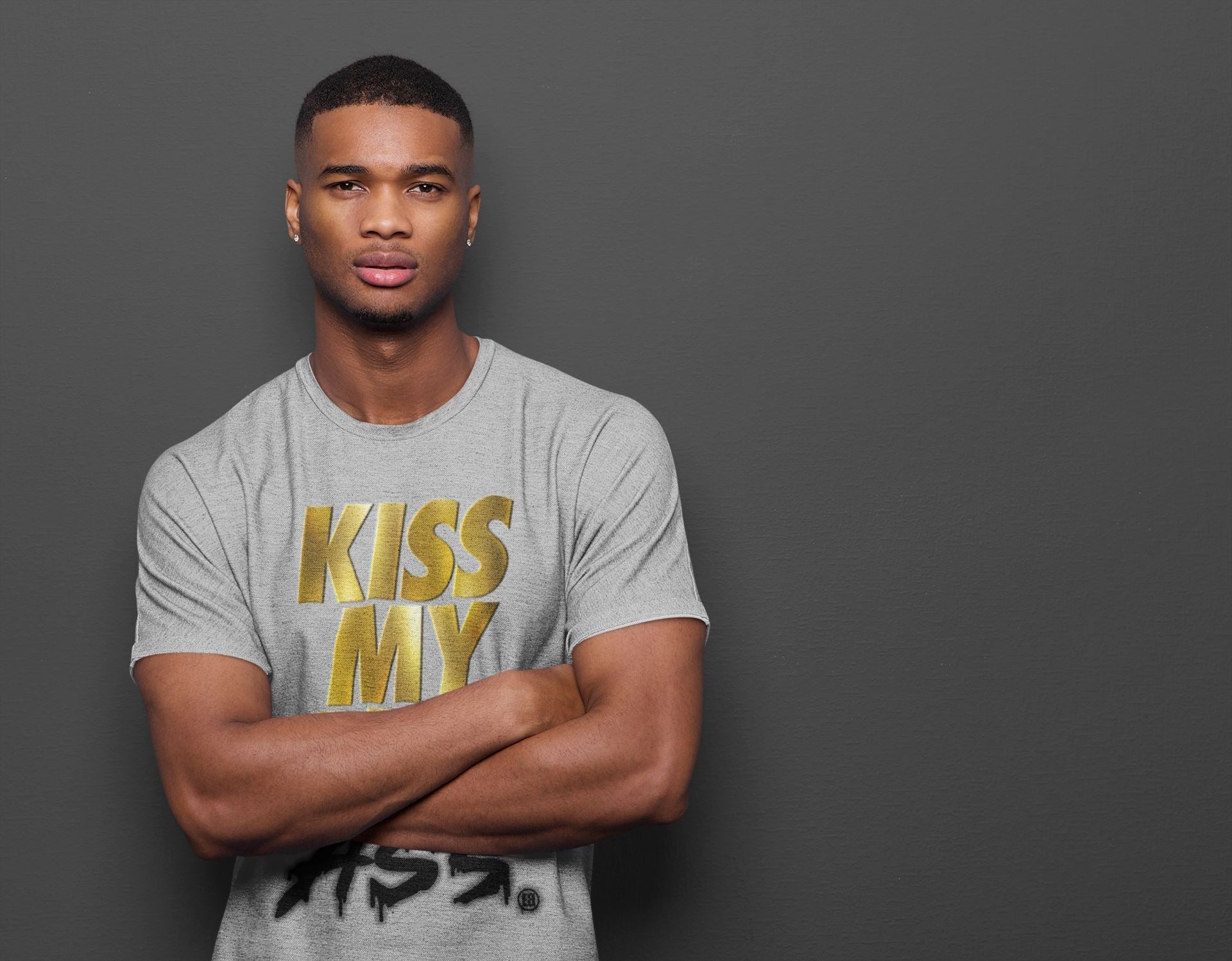 Kiss My Ass Unisex Tops - Air Jordan 1 Metallic Gold