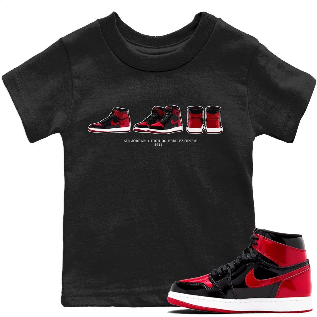 snkmatch Prelude Kids Tops - Air Jordan 1 Bred Patent