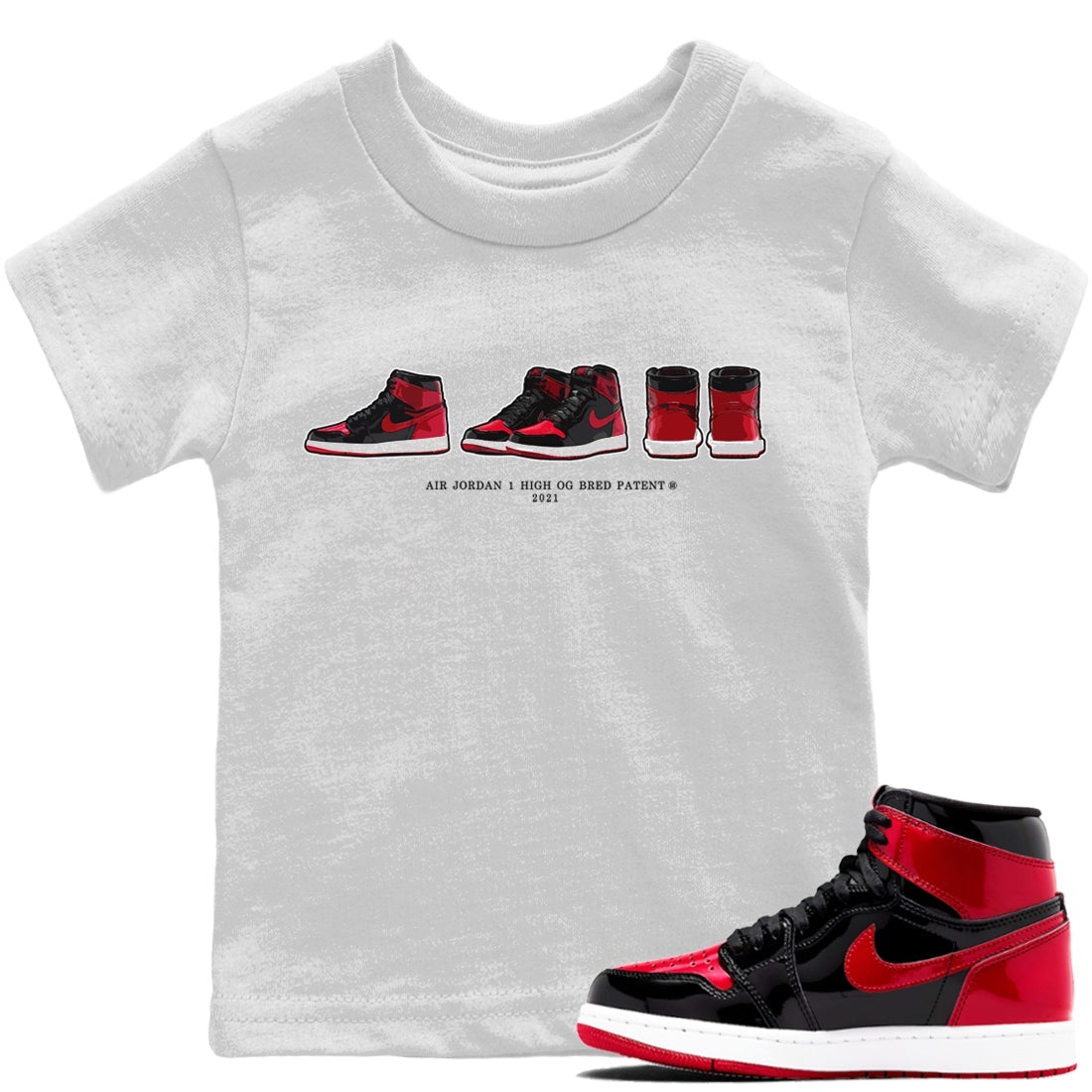 snkmatch Prelude Kids Tops - Air Jordan 1 Bred Patent
