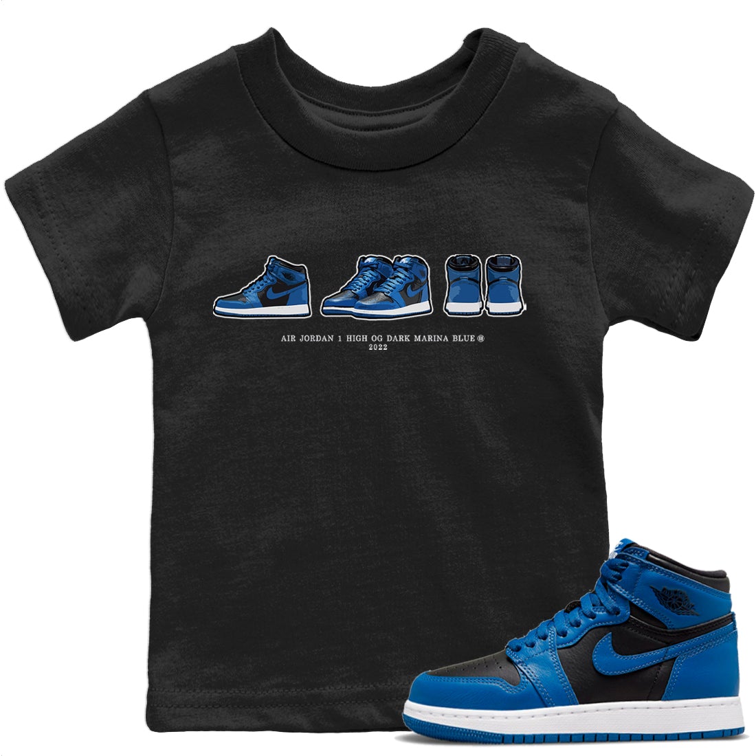 snkmatch Prelude Kids Tops - Air Jordan 1 Dark Marina Blue