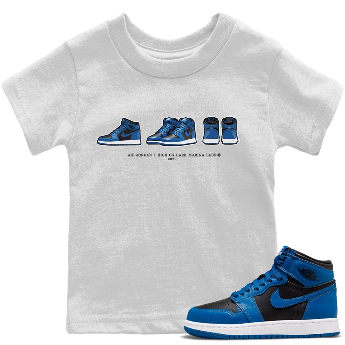 snkmatch Prelude Kids Tops - Air Jordan 1 Dark Marina Blue
