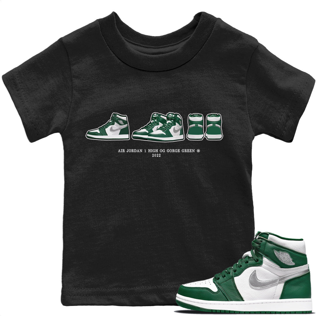 snkmatch Prelude Kids Tops - Air Jordan 1 Gorge Green