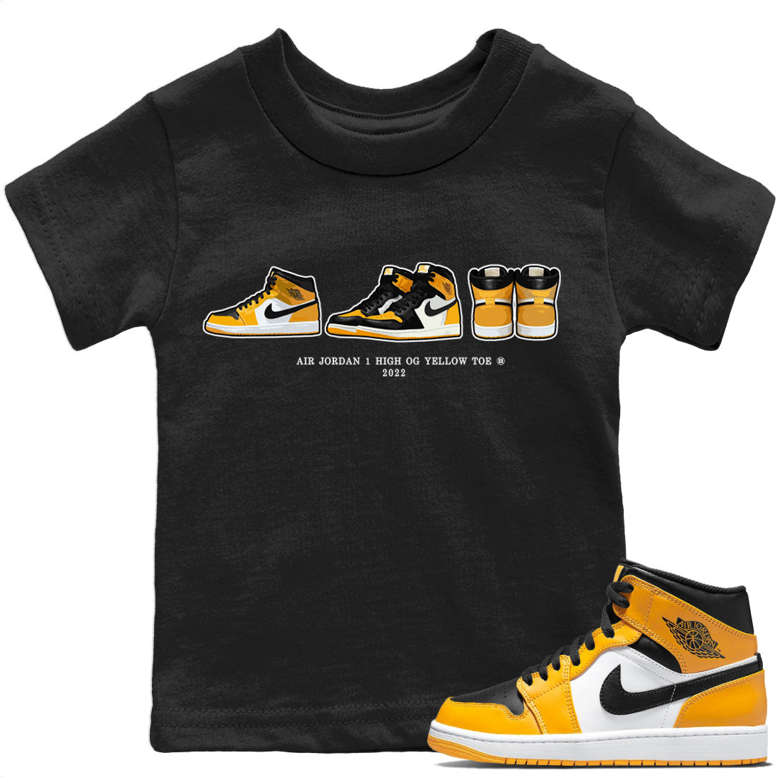 snkmatch Prelude Kids Tops - Air Jordan 1 Yellow Toe