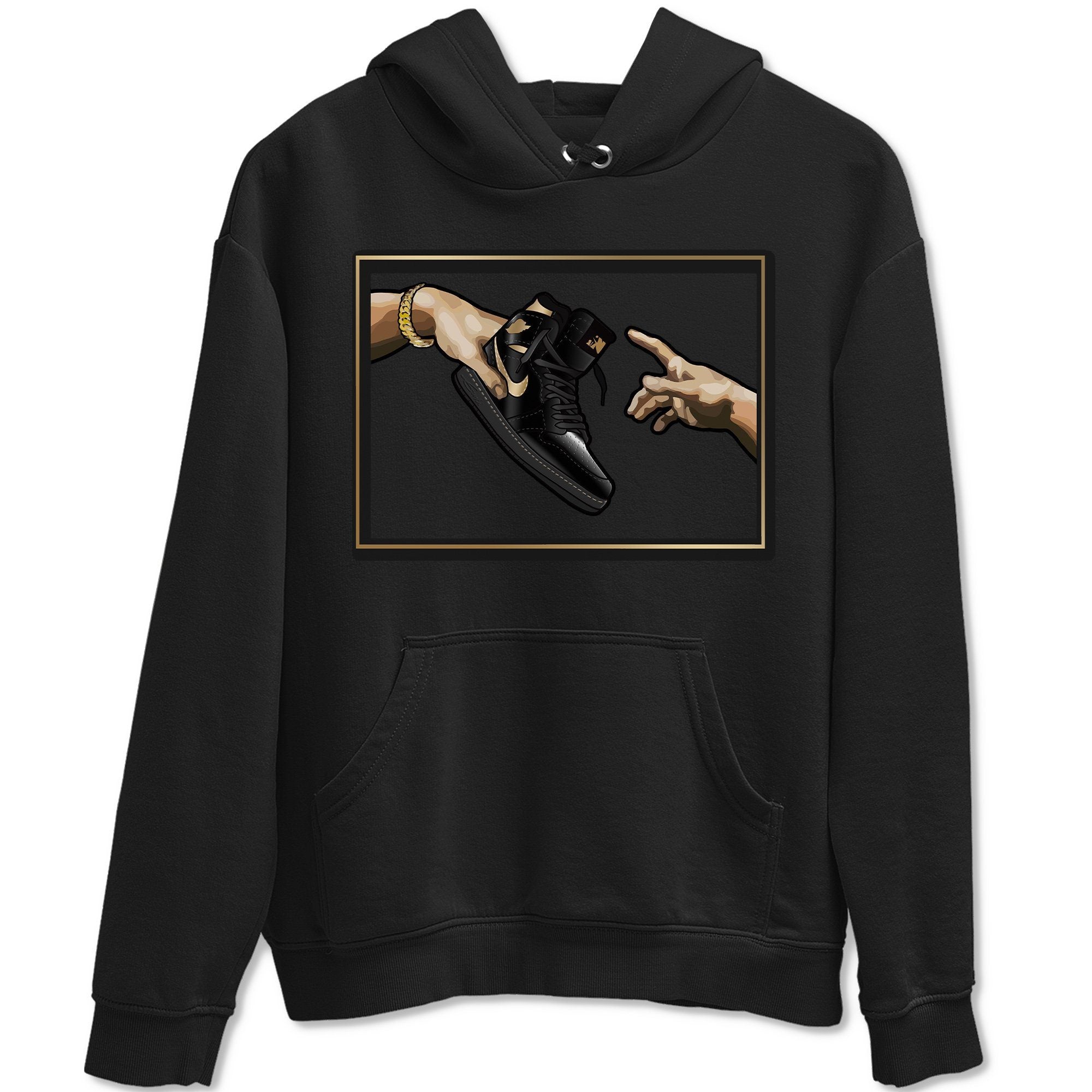 Adam's Creation Unisex Tops - Air Jordan 1 Black Metallic Gold