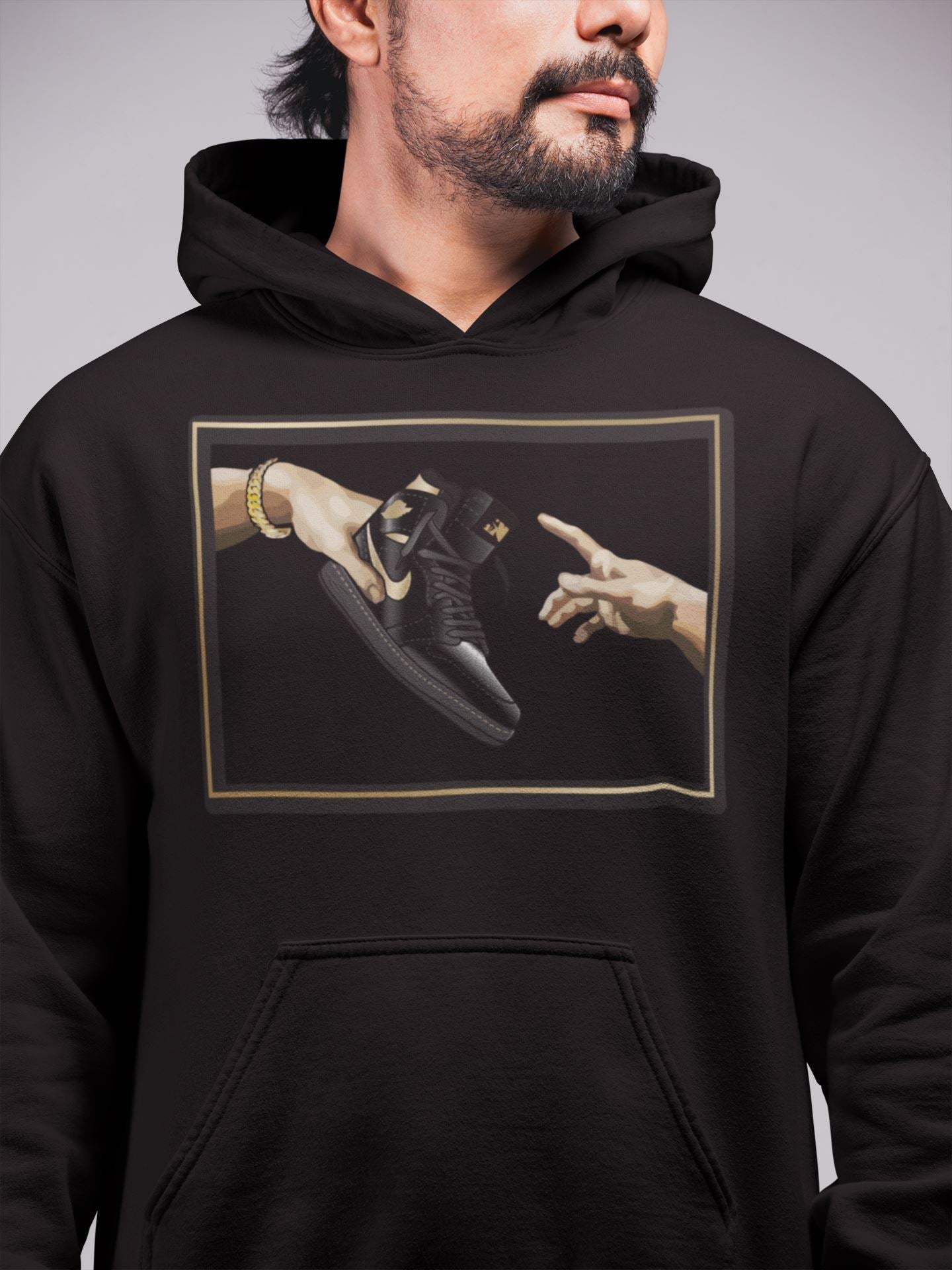 Adam's Creation Unisex Tops - Air Jordan 1 Black Metallic Gold