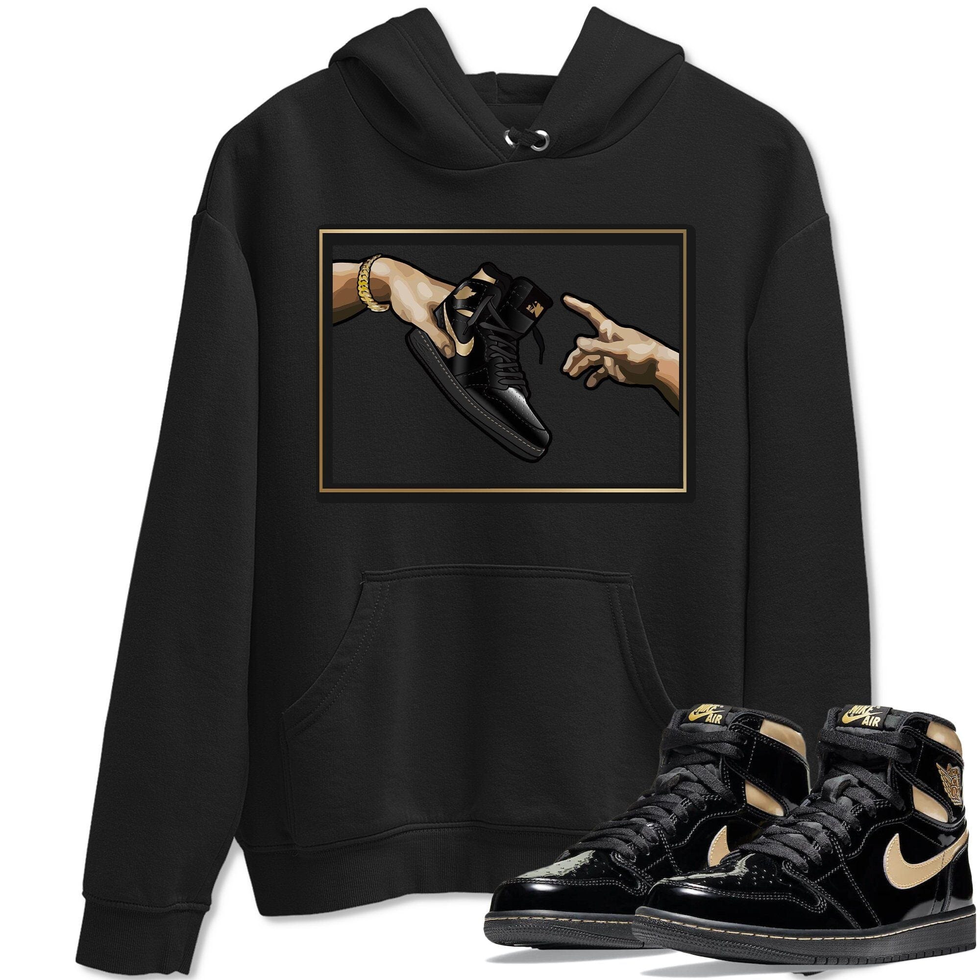 Adam's Creation Unisex Tops - Air Jordan 1 Black Metallic Gold