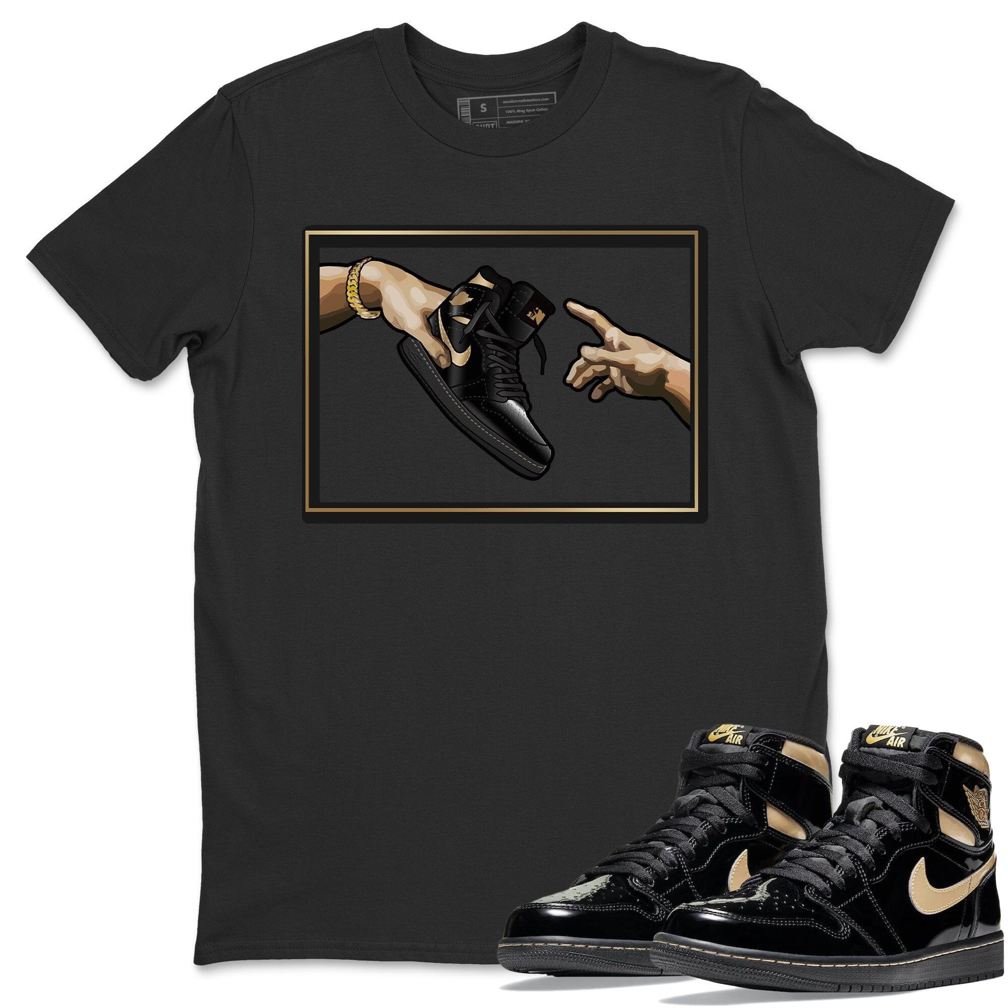 Adam's Creation Unisex Tops - Air Jordan 1 Black Metallic Gold