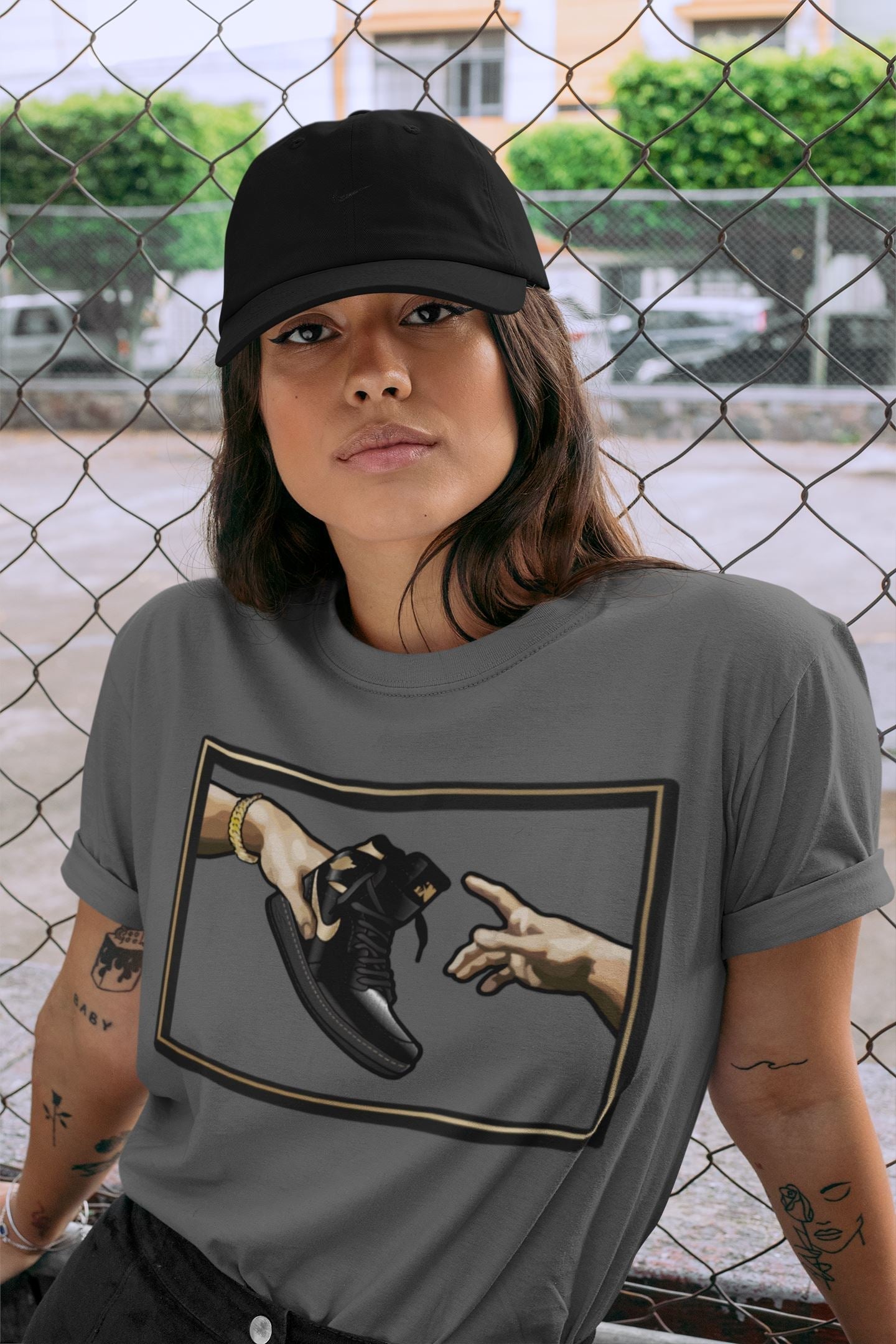 Adam's Creation Unisex Tops - Air Jordan 1 Black Metallic Gold