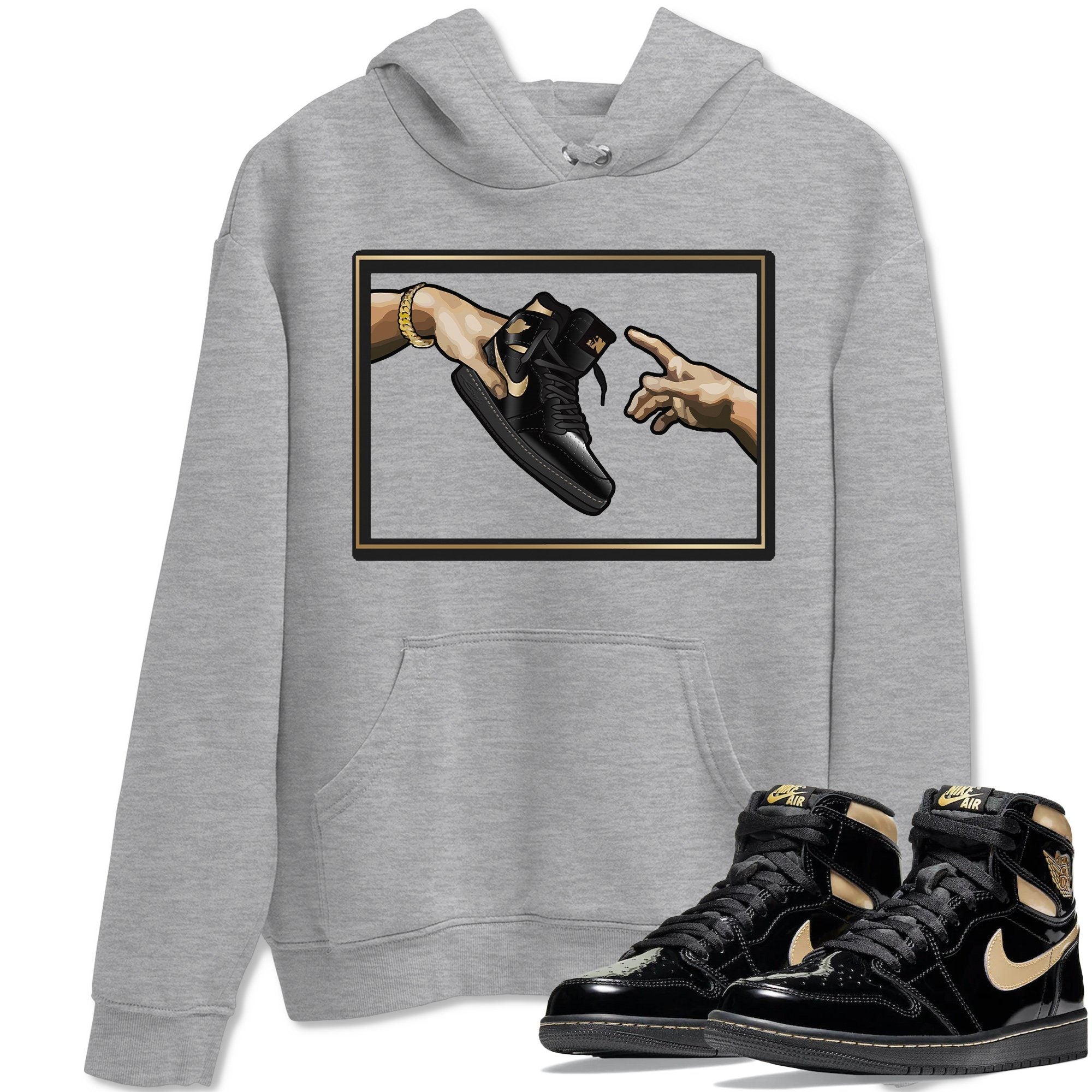 Adam's Creation Unisex Tops - Air Jordan 1 Black Metallic Gold