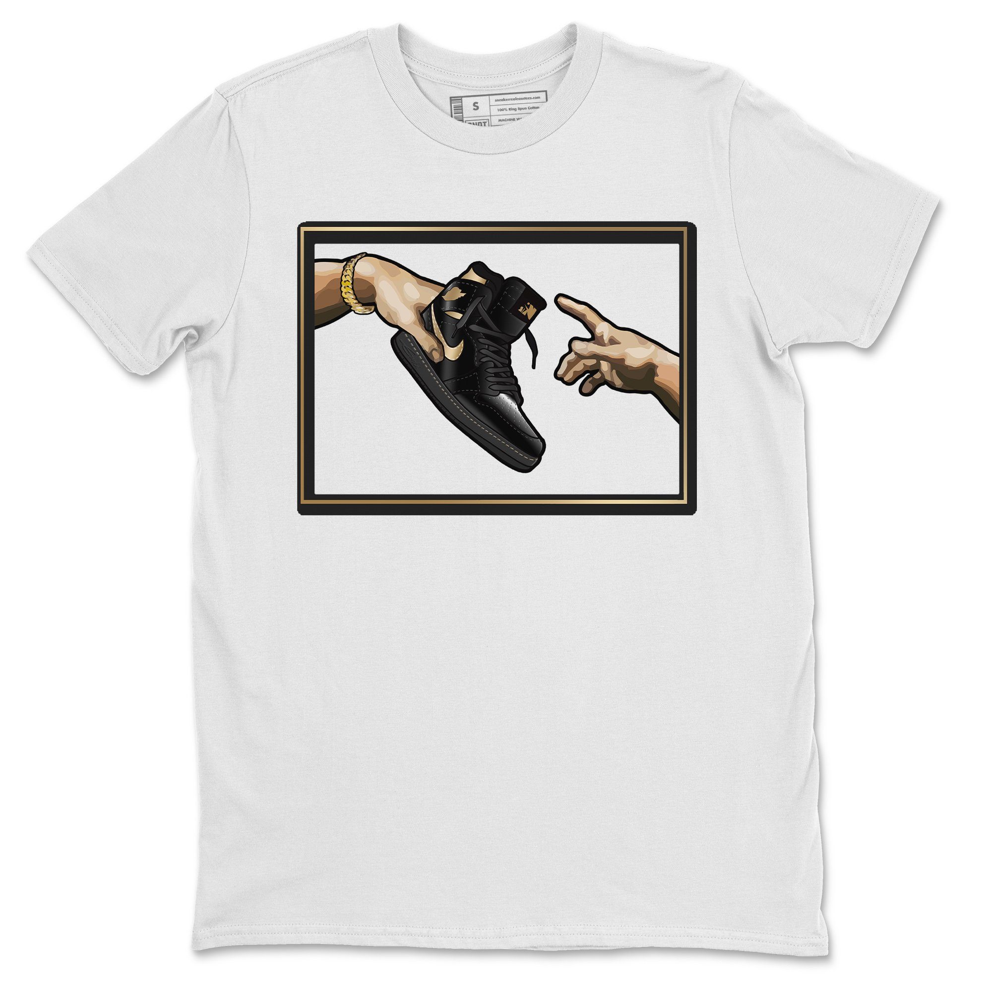 Adam's Creation Unisex Tops - Air Jordan 1 Black Metallic Gold