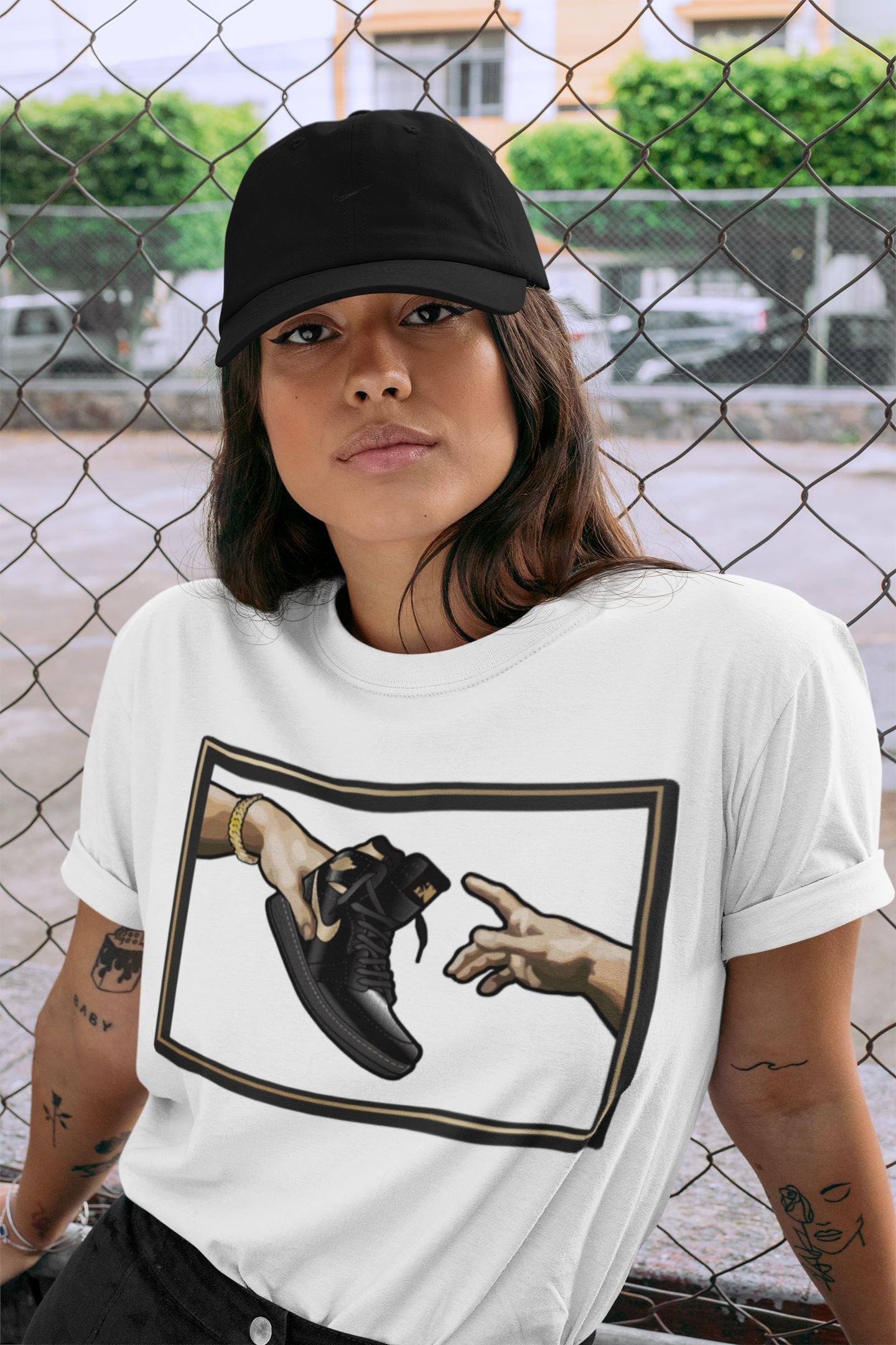 Adam's Creation Unisex Tops - Air Jordan 1 Black Metallic Gold