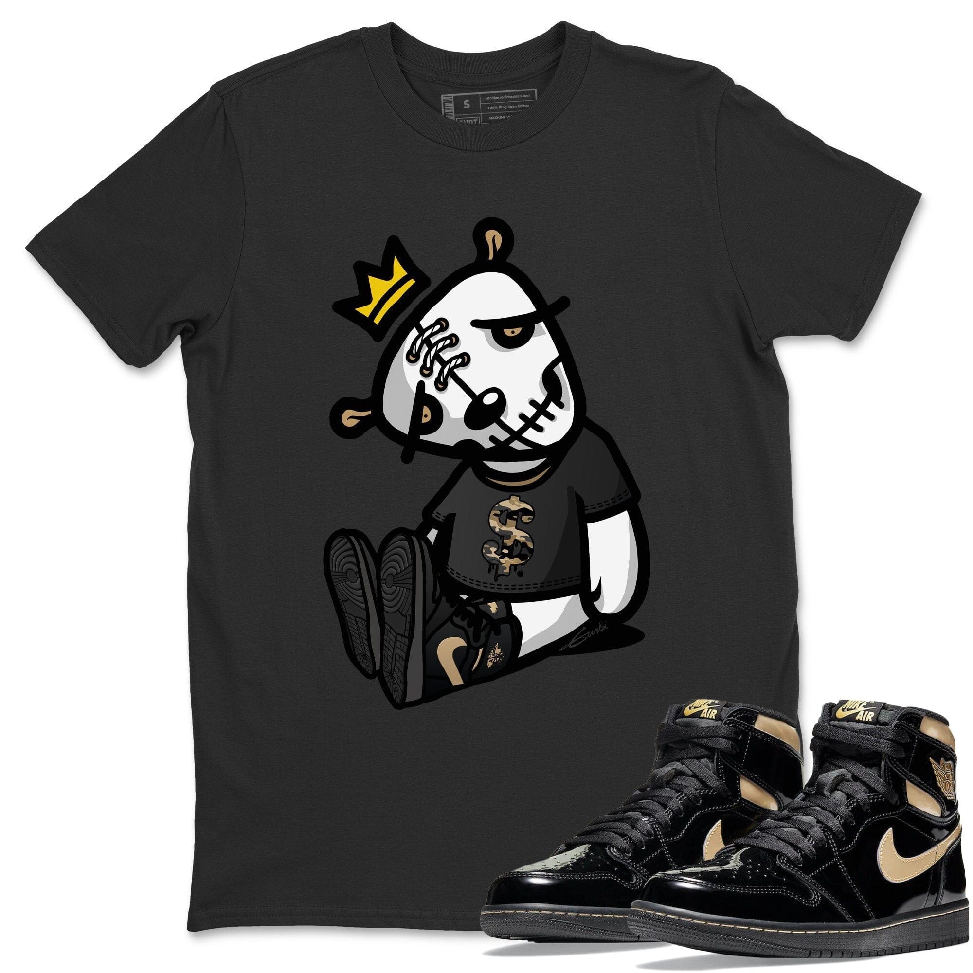 Dead Dolls Unisex Tops - Air Jordan 1 Black Metallic Gold