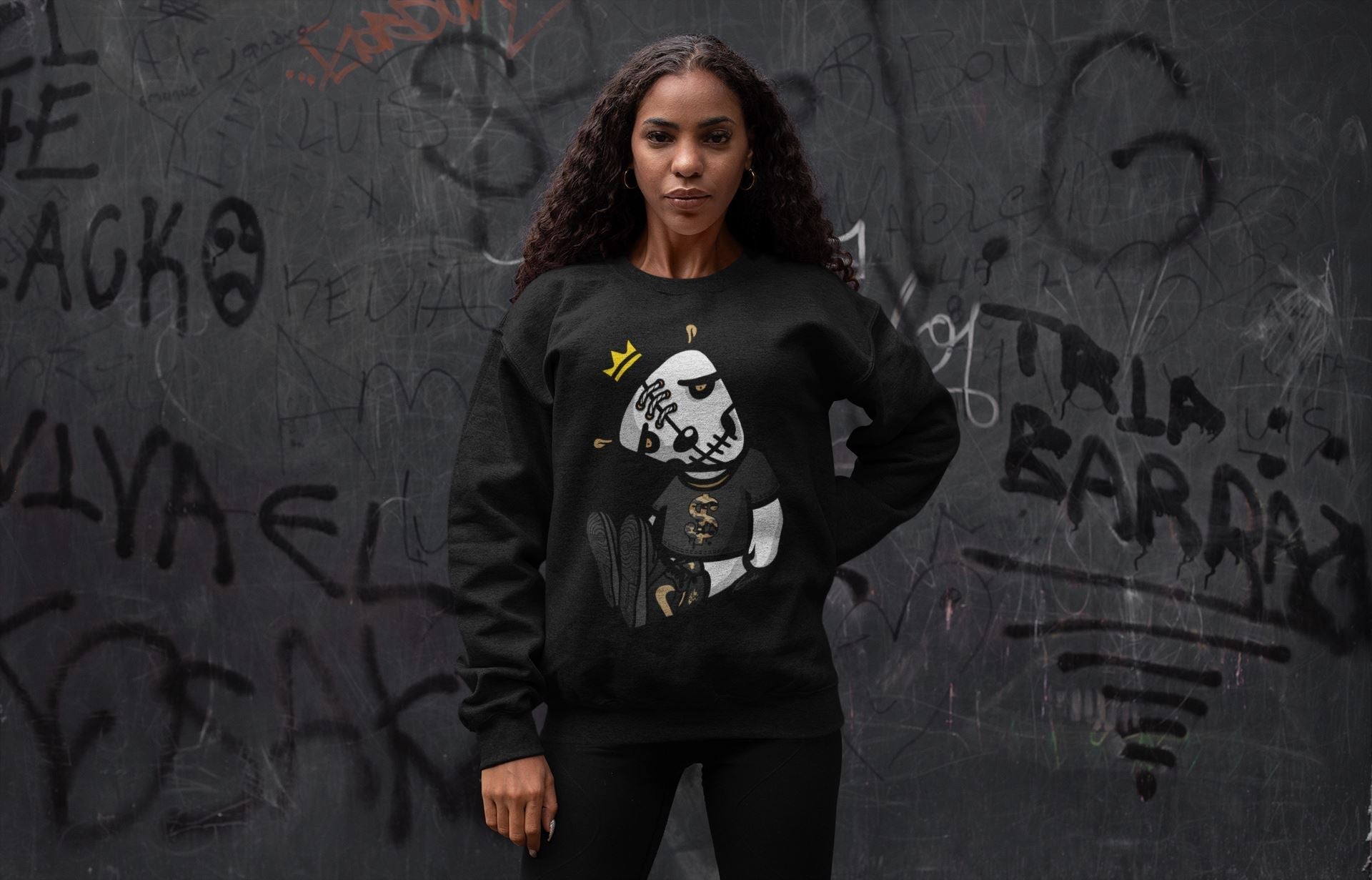 Dead Dolls Unisex Tops - Air Jordan 1 Black Metallic Gold