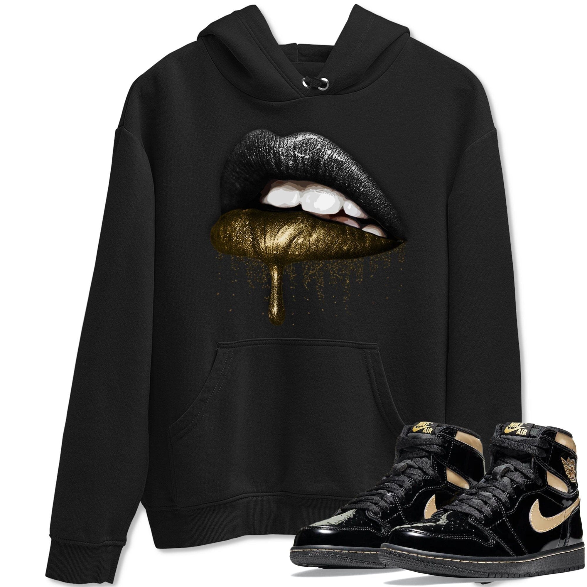 Dripping Lips Unisex Tops - Air Jordan 1 Black Metallic Gold