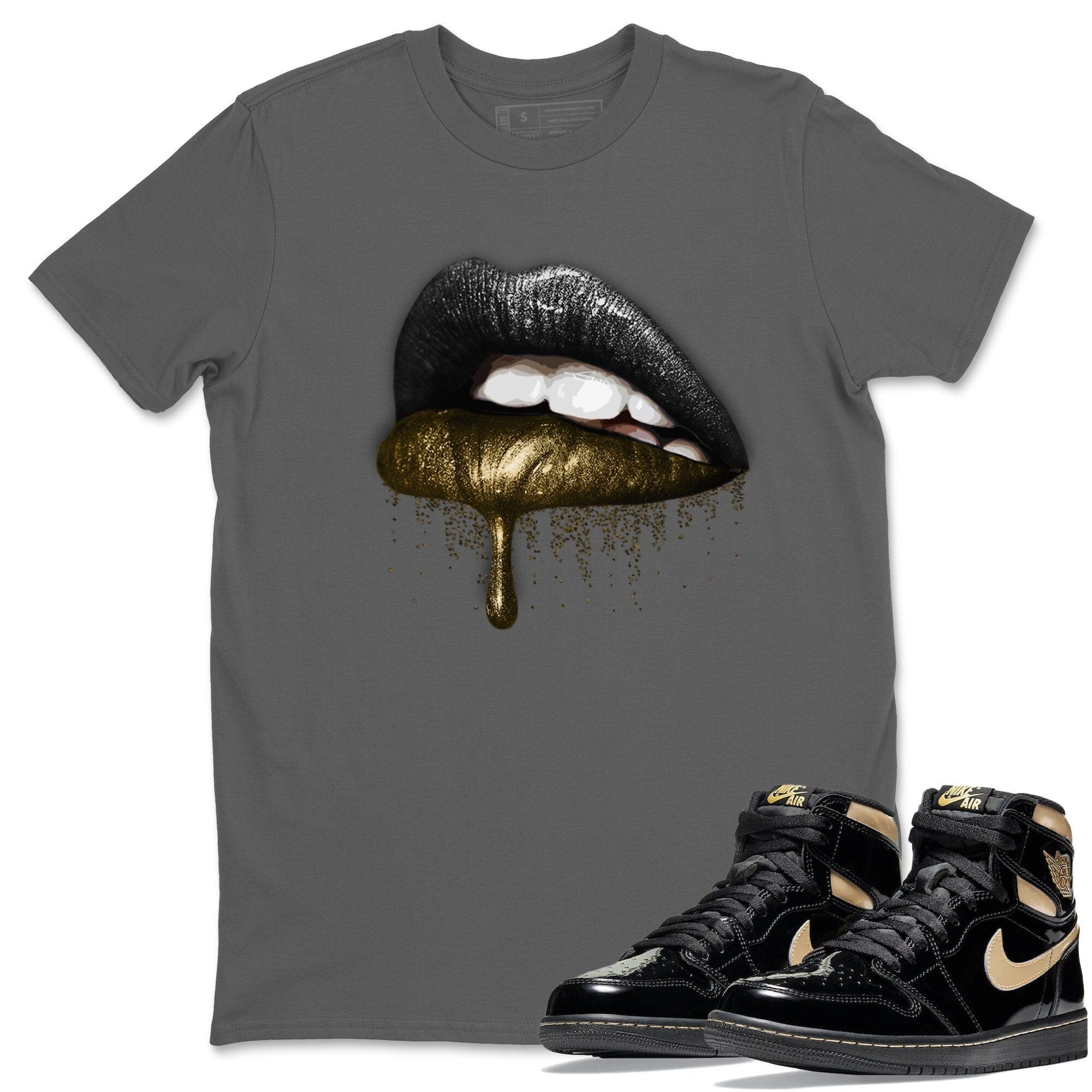 Dripping Lips Unisex Tops - Air Jordan 1 Black Metallic Gold
