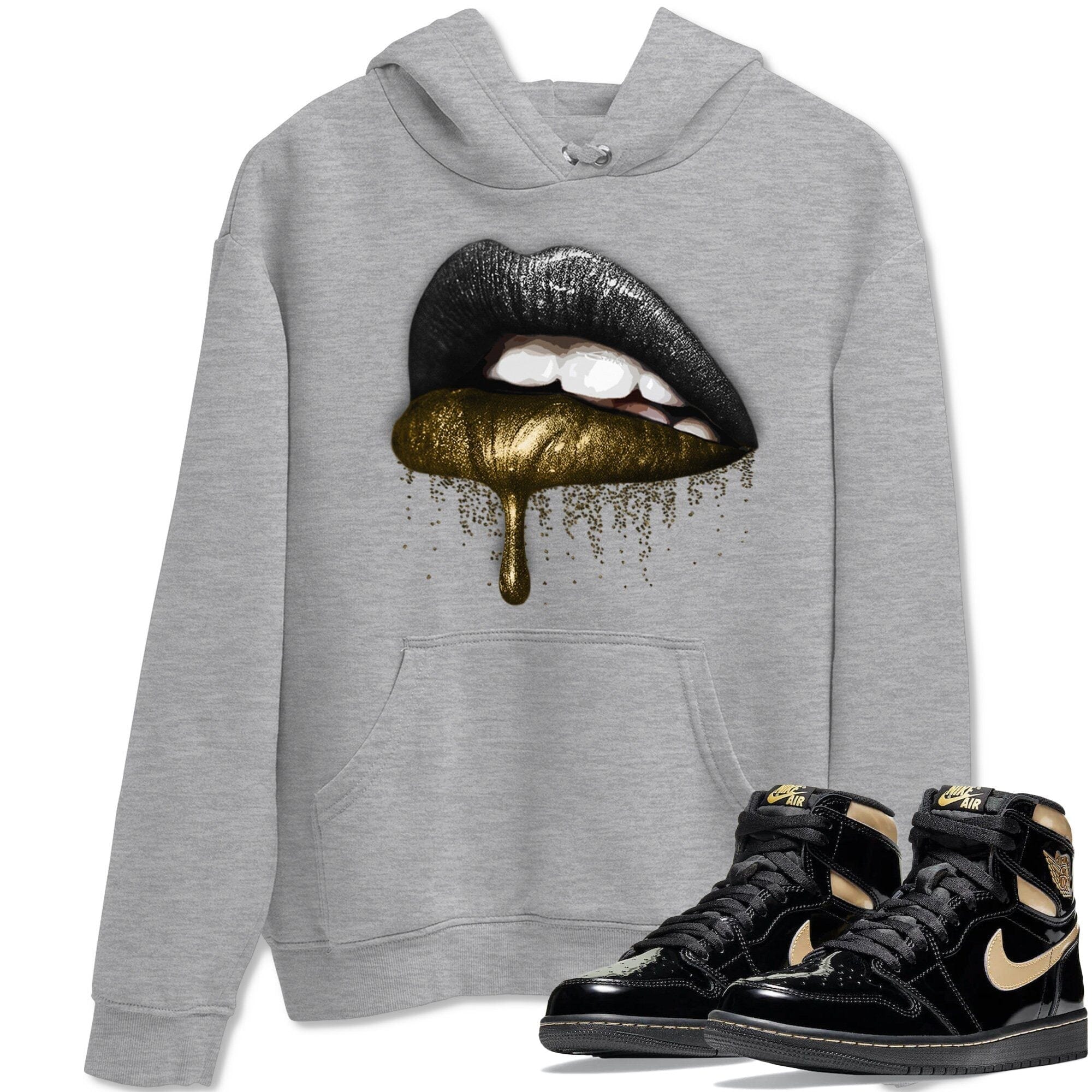 Dripping Lips Unisex Tops - Air Jordan 1 Black Metallic Gold