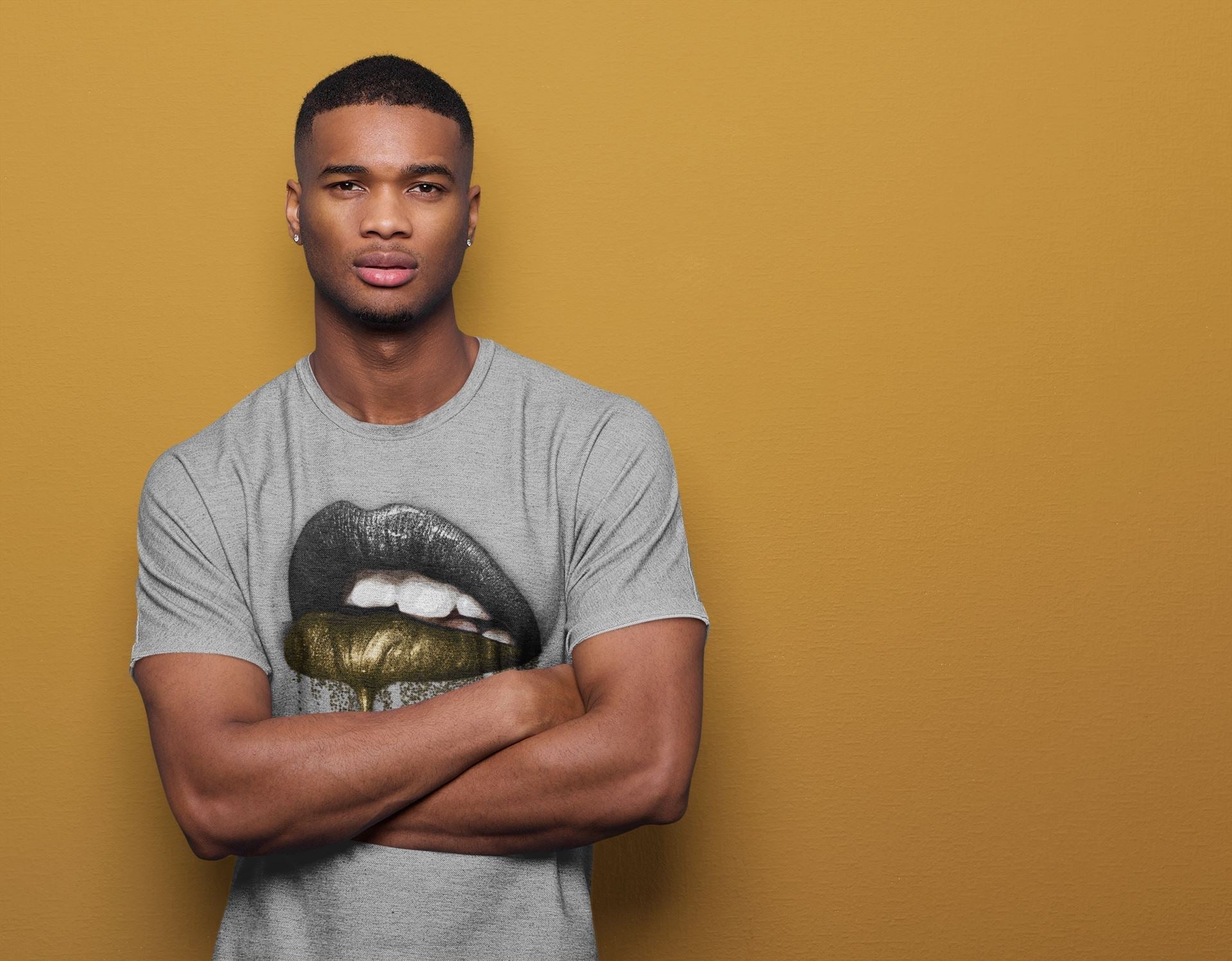 Dripping Lips Unisex Tops - Air Jordan 1 Black Metallic Gold