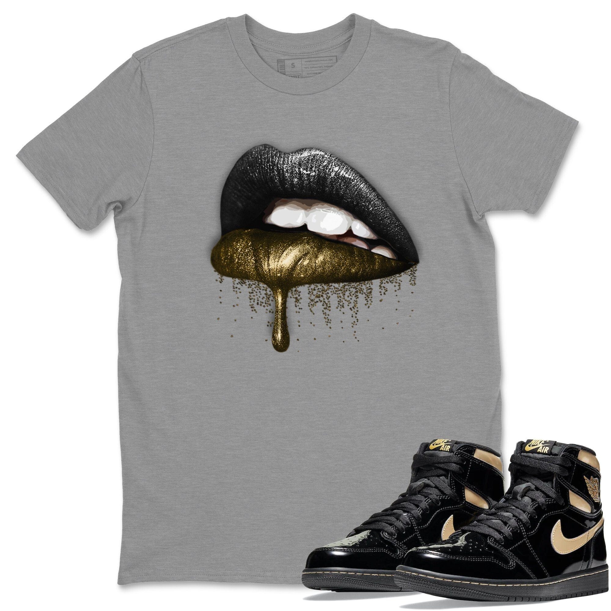 Dripping Lips Unisex Tops - Air Jordan 1 Black Metallic Gold