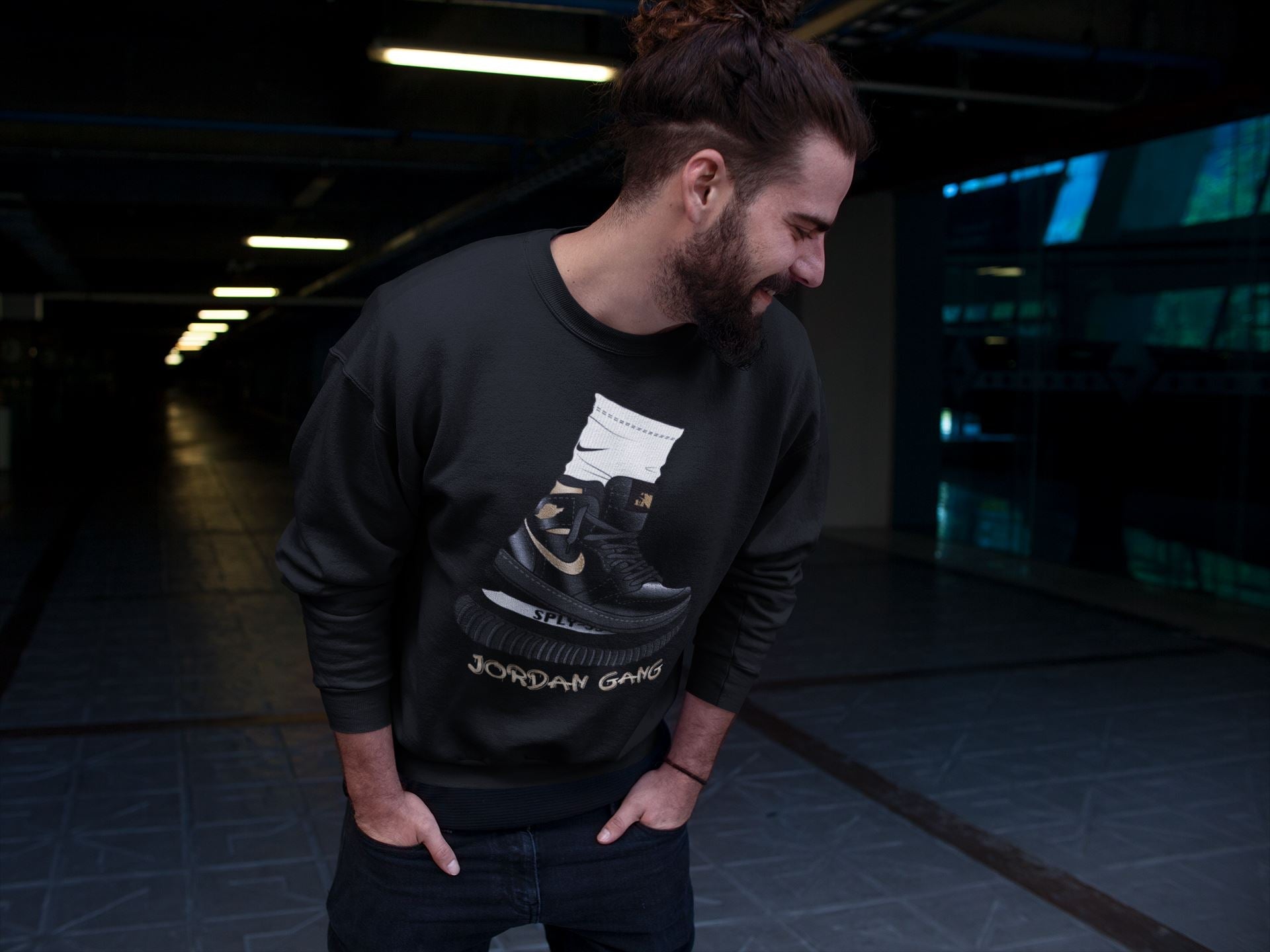 Air Jordan Gang Unisex Tops - Air Jordan 1 Black Metallic Gold